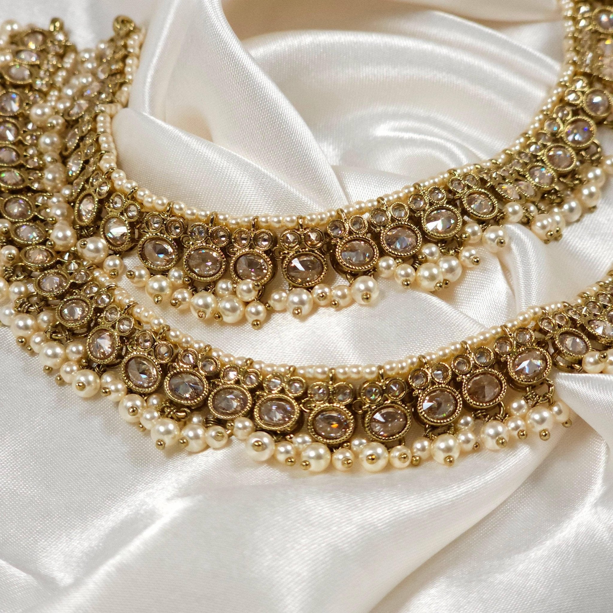 Divya - Antique Gold Polki Statement Anklets | Jhanjara – Anklet | Fancy Fab Jewels UK