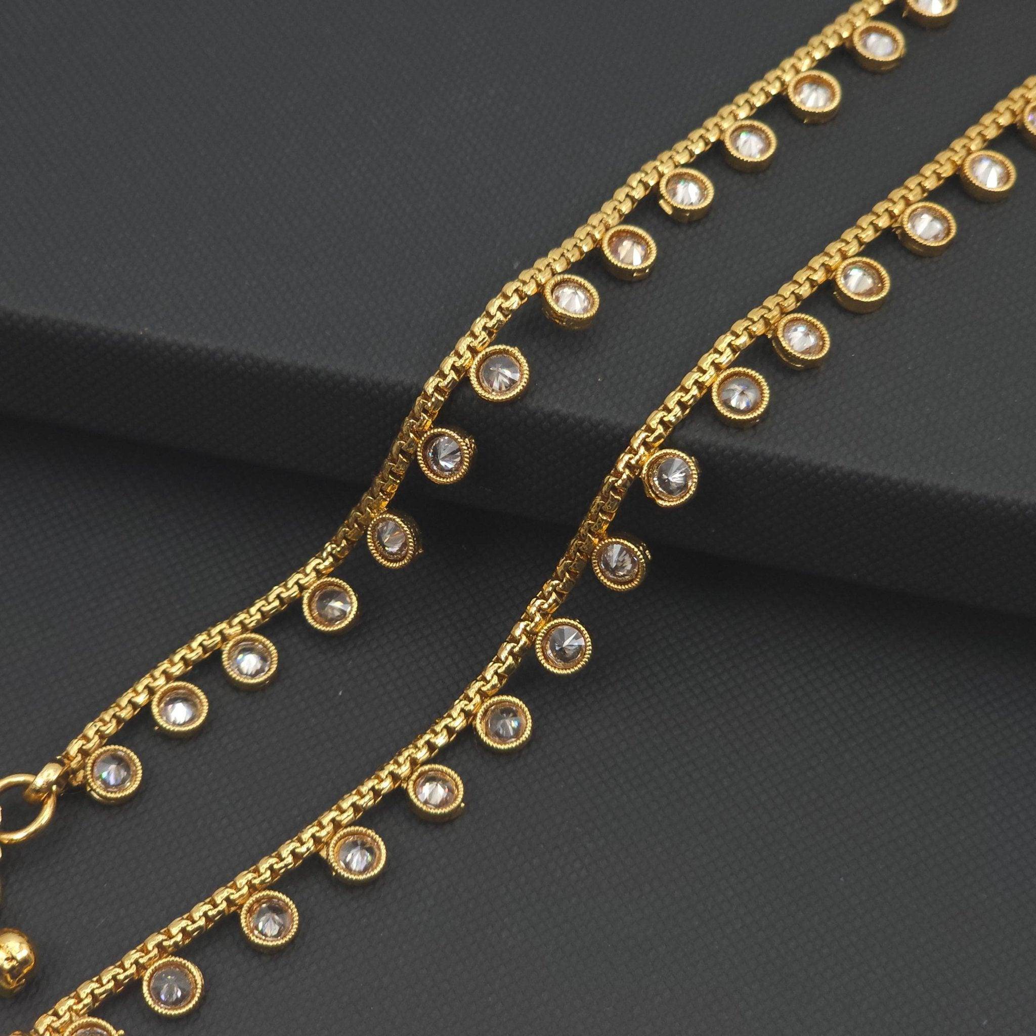 Gold Finish Polki Statement Indian Asian Anklets – Anklet | Fancy Fab Jewels UK