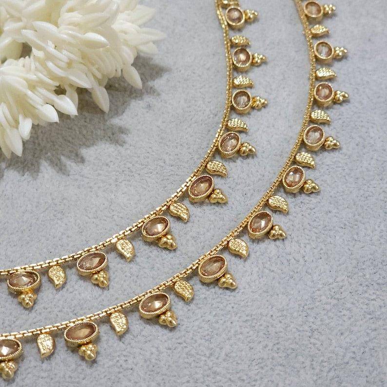 Palak - Gold Finish Polki Statement Indian Asian Anklets – Anklet | Fancy Fab Jewels UK