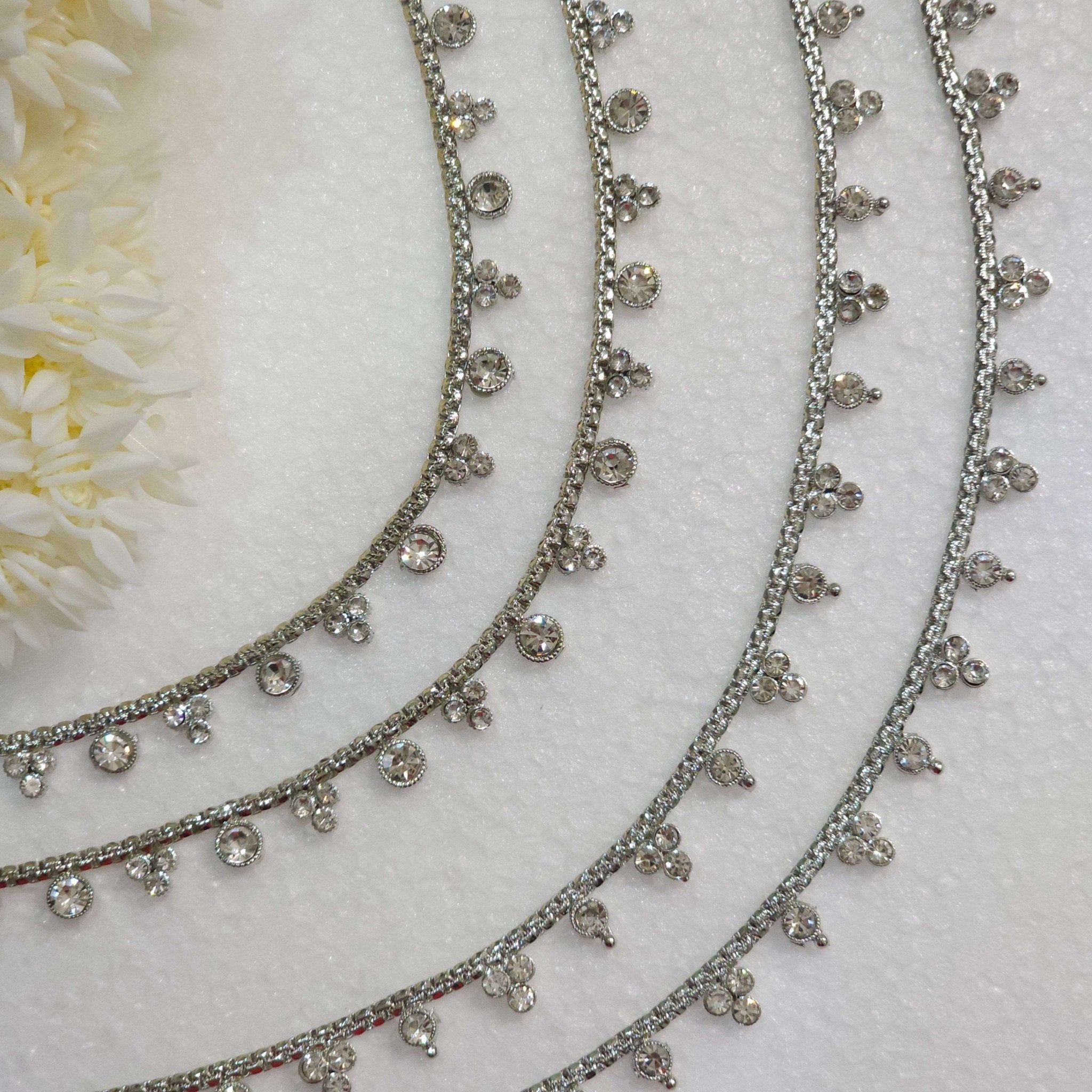 Silver Polki Anklet, Jhanjar – Anklet | Fancy Fab Jewels UK