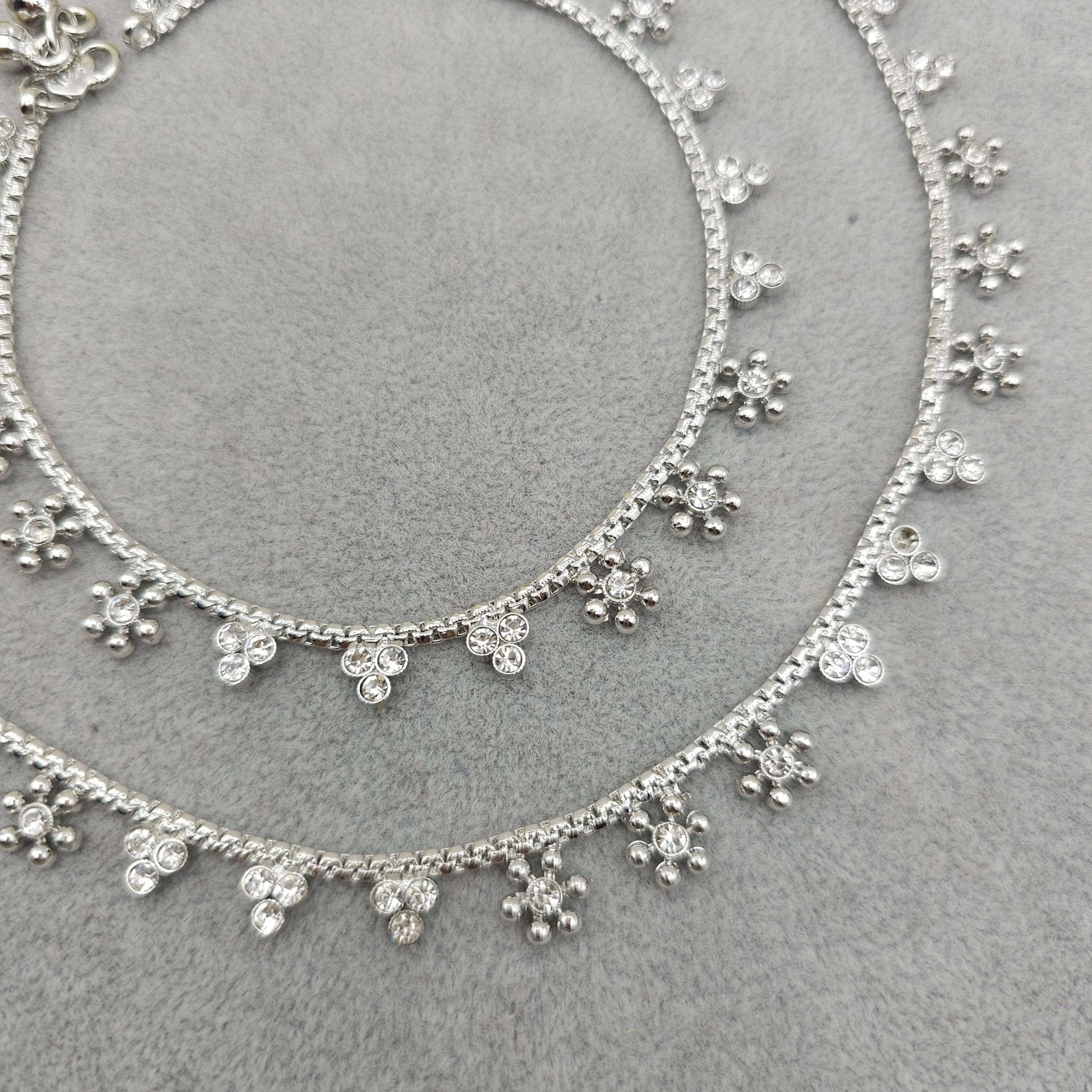 Silver Polki Anklet, Jhanjar – Anklet | Fancy Fab Jewels UK