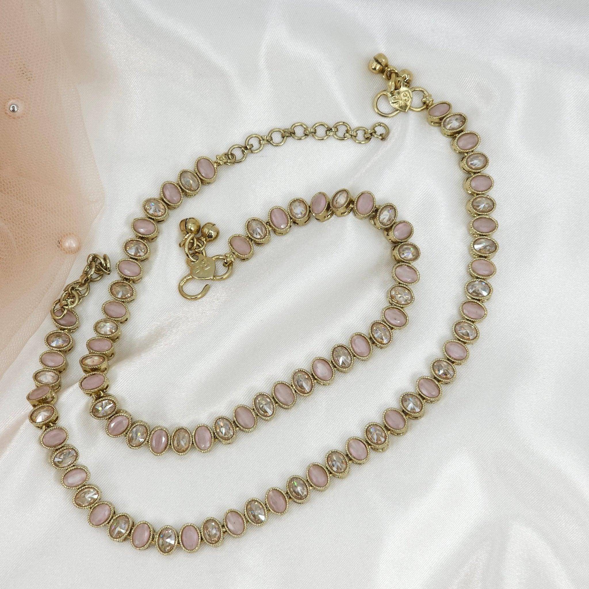 Monalisa Antique Gold Polki detailed Anklets - Oval – Anklet | Fancy Fab Jewels UK