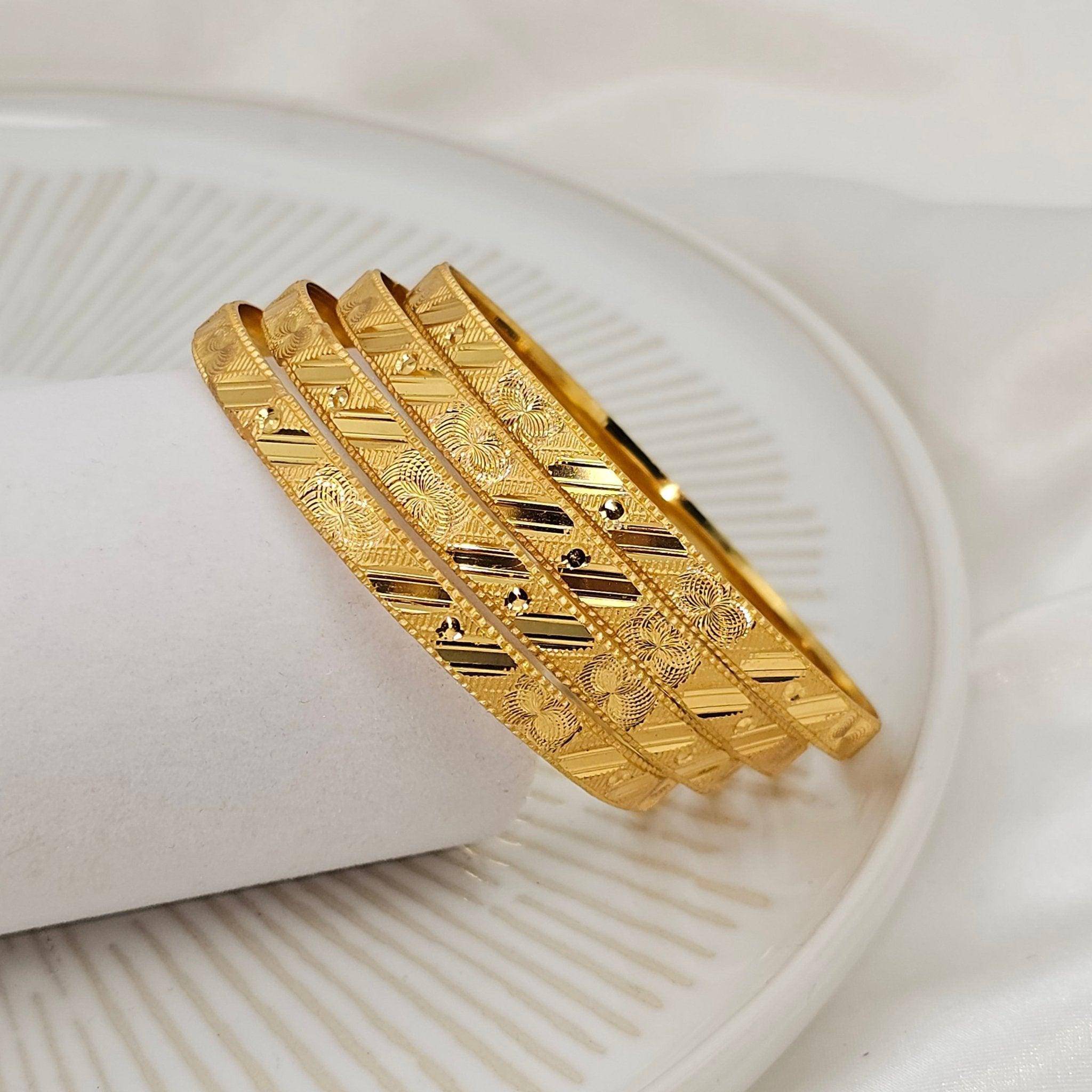 Set of 4 Gold Plated Indian Bangles – Bangles | Fancy Fab Jewels UK