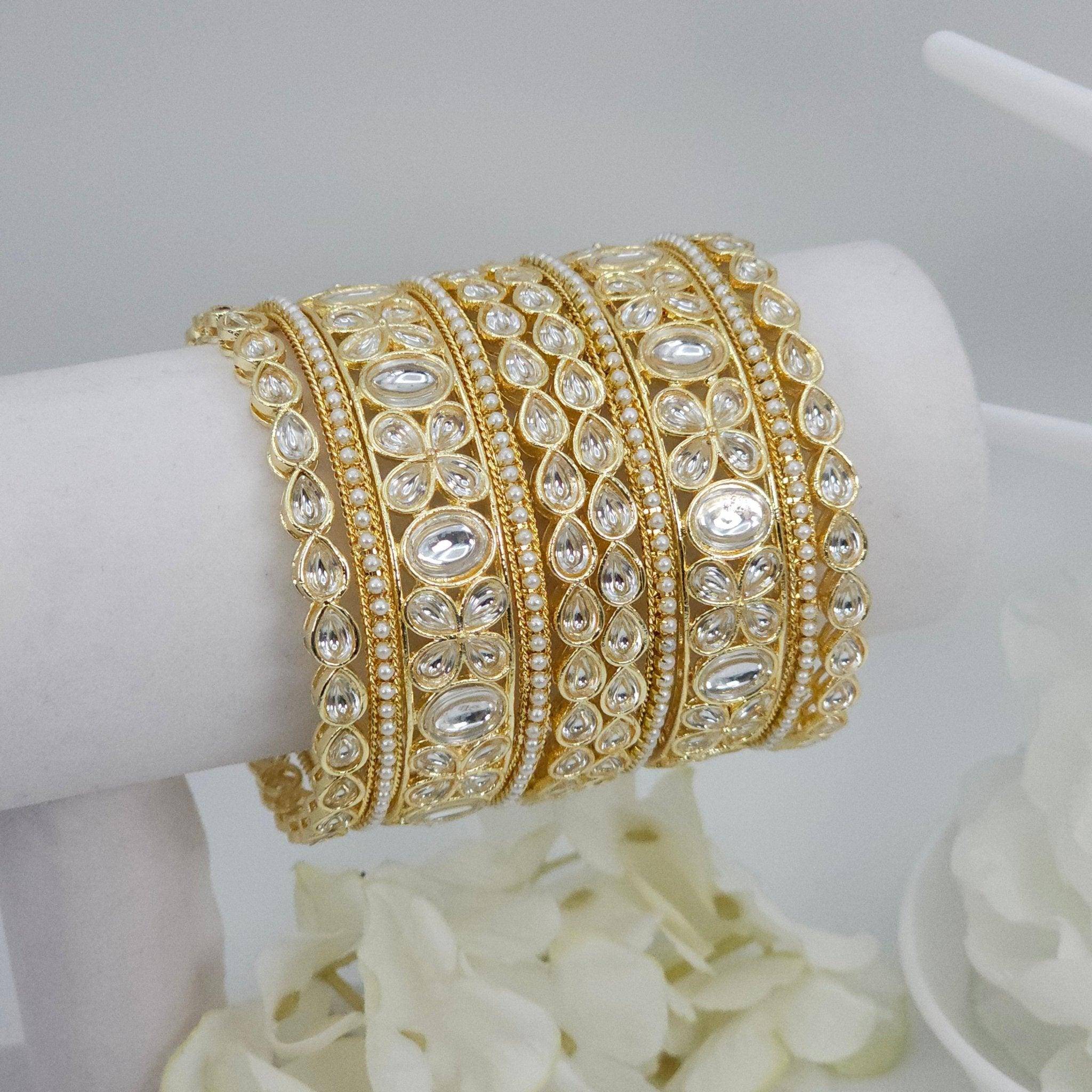 10 Pcs Bangle set - golden – Bangles | Fancy Fab Jewels UK