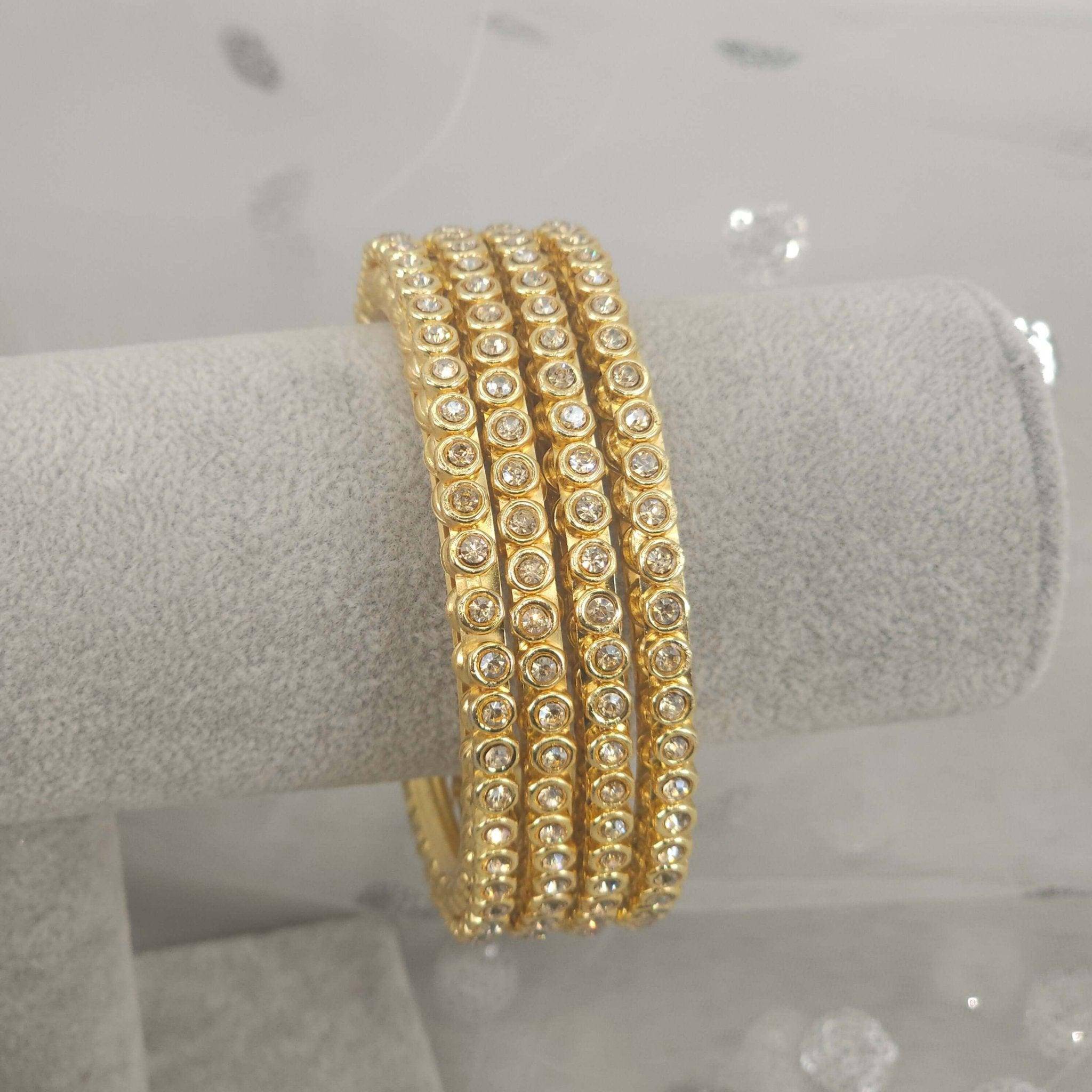 4 Pcs Gold plated Zircon bangles – Bangles | Fancy Fab Jewels UK