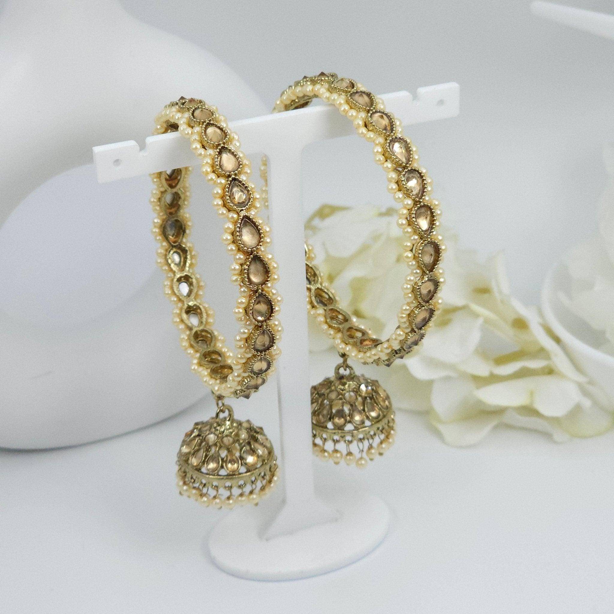 Antique Gold Pearl Jhumka Bangles – Bangles | Fancy Fab Jewels UK