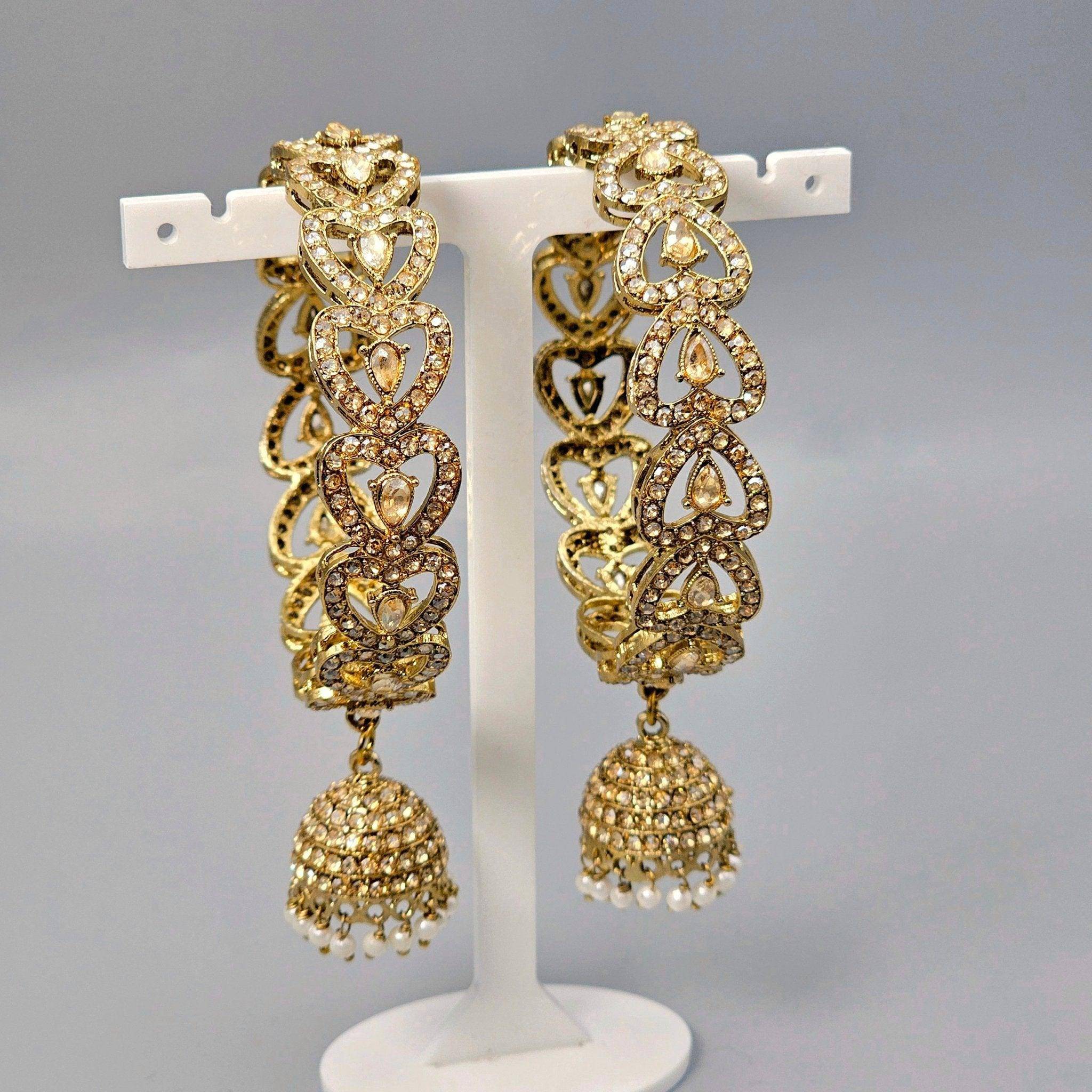 Gold Plated Polki Jhumka Bangles – bangles | Fancy Fab Jewels UK