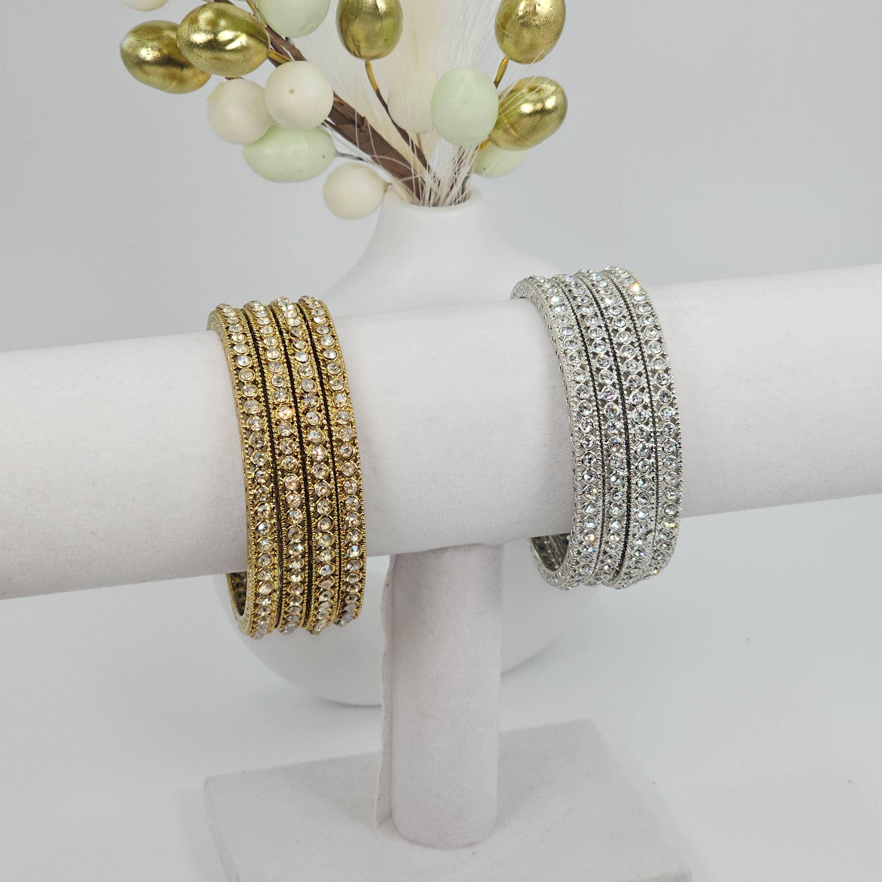 Zimel - 4 Pcs Gold Plated CZ Bangle Set – Bangles | Fancy Fab Jewels UK