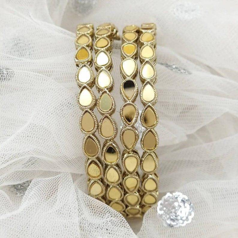 Set of 4 Antique Gold Mirror Bangle Set – Bangles | Fancy Fab Jewels UK