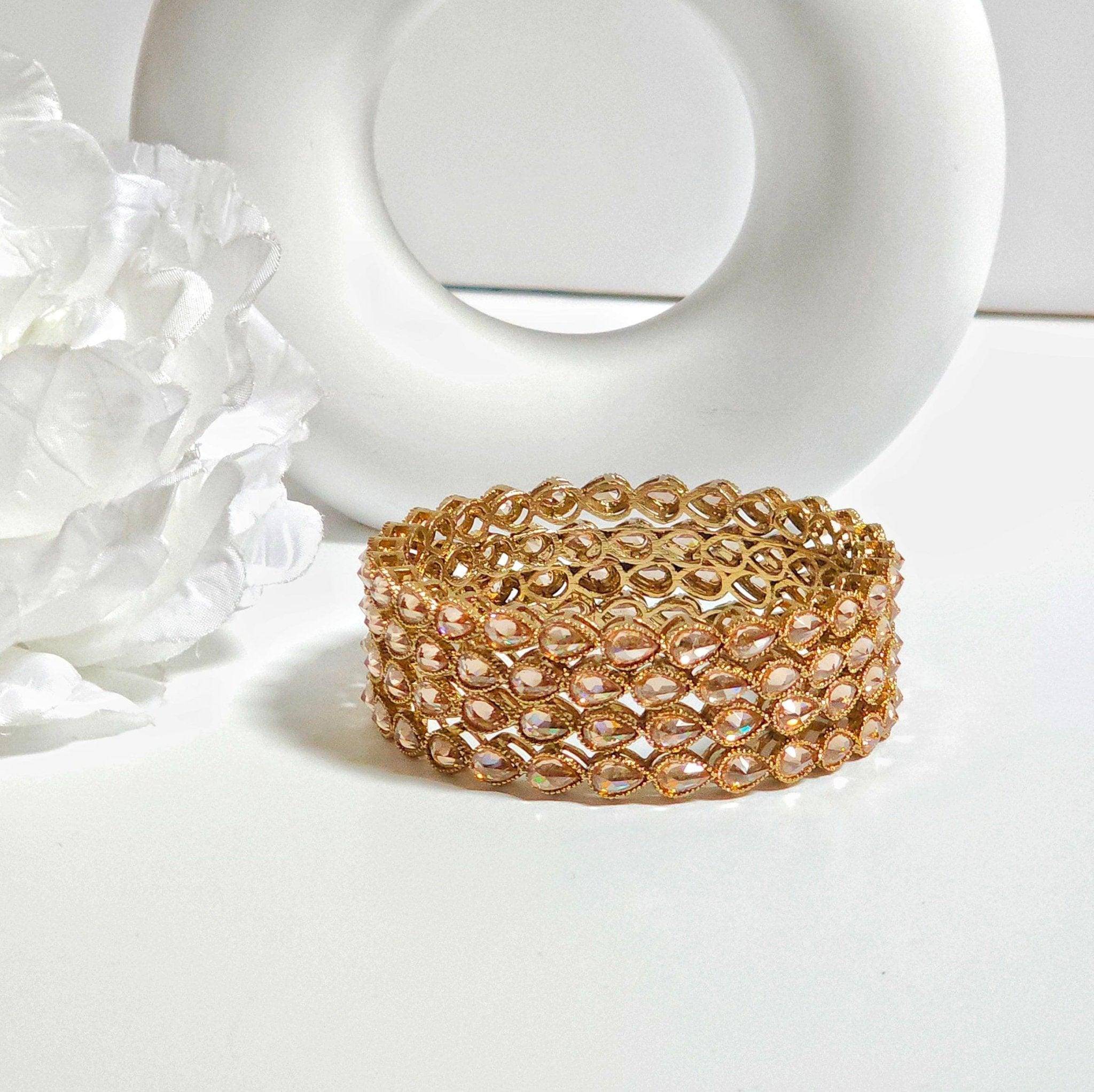 Set of 4 Antique Gold Polki Bangles – Bangles | Fancy Fab Jewels UK