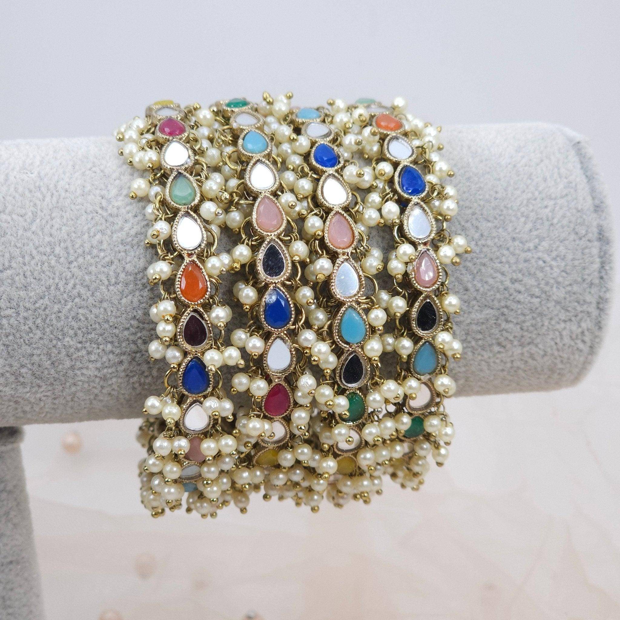 Set of 4 Mirror Bangles - Gold Multicolor – Bangles | Fancy Fab Jewels UK