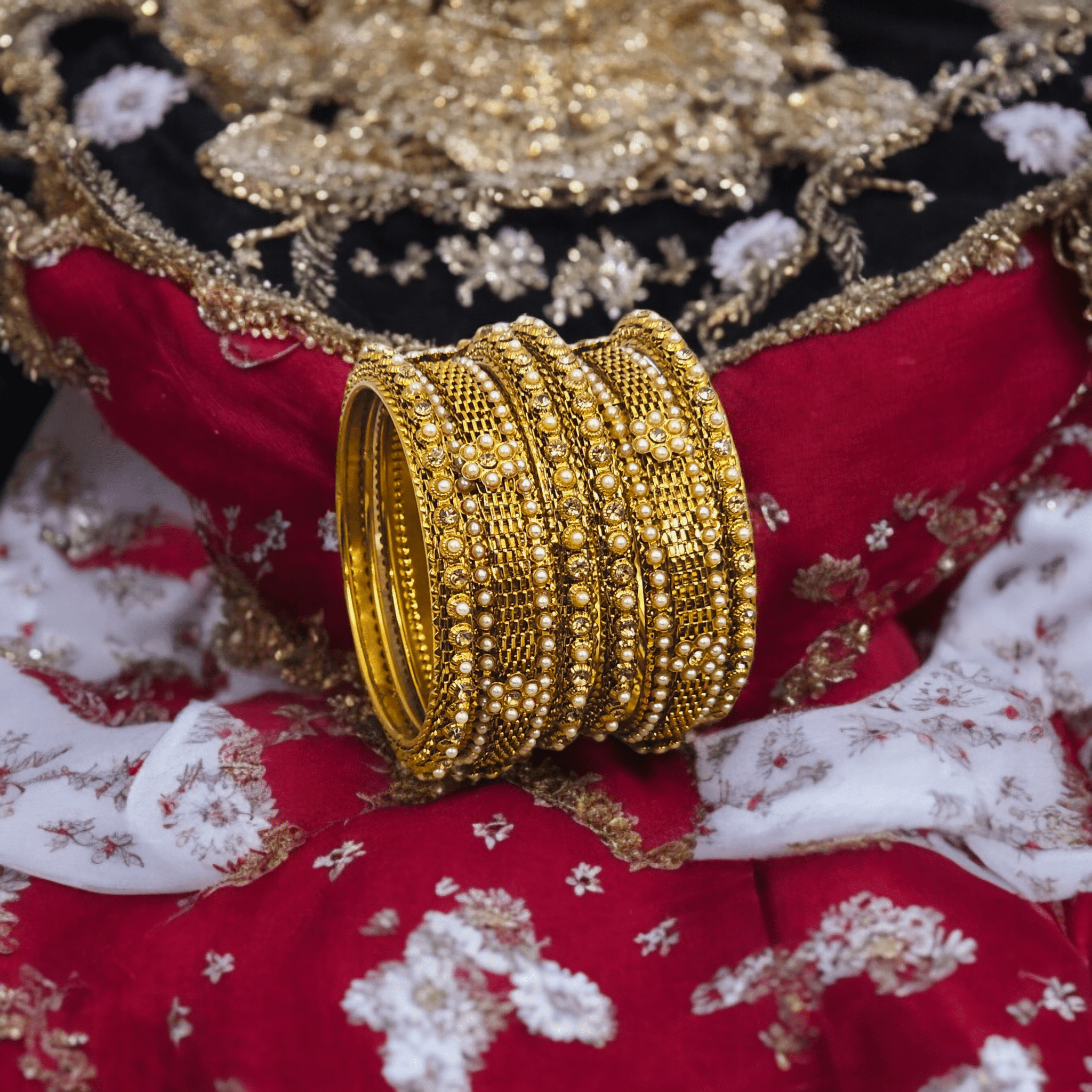 Set of 6 Pcs Gold Metal bangle set – Bangles | Fancy Fab Jewels UK