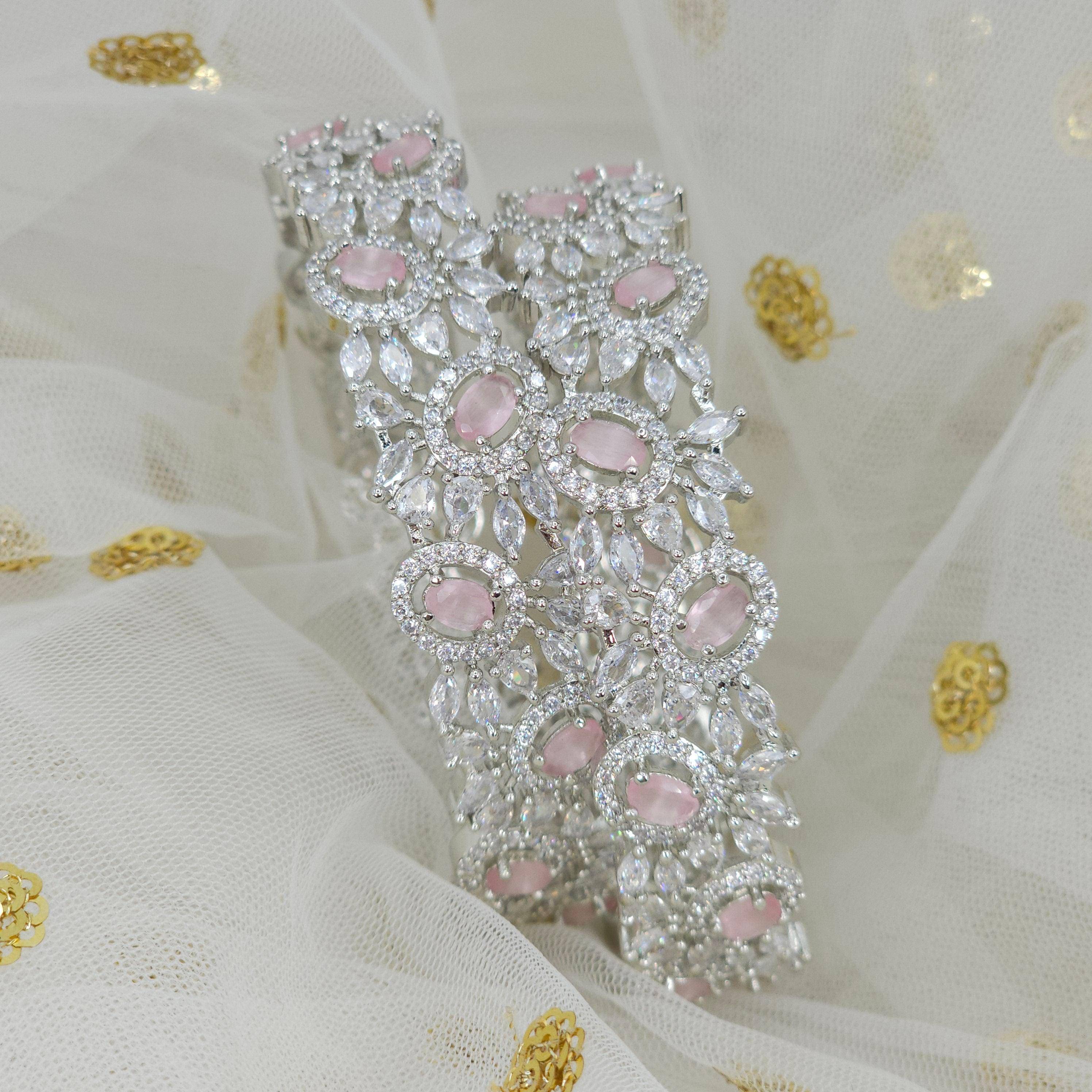 Silver Pink A D Bangles – Bangles | Fancy Fab Jewels UK