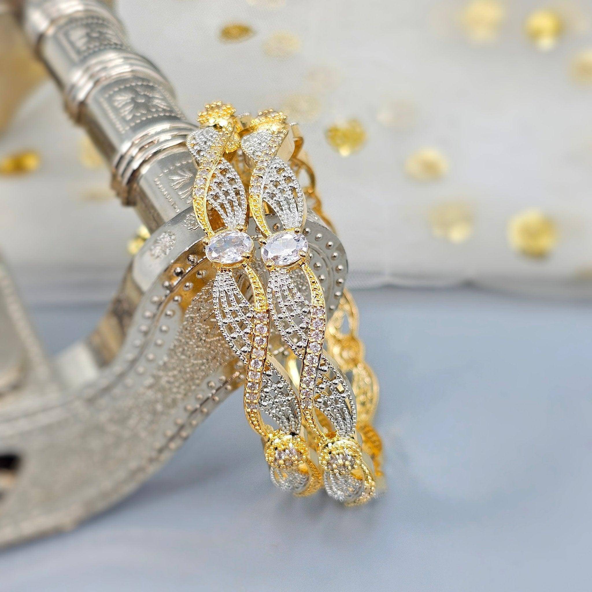 Gold Silver AD Bangle Set – Bangles | Fancy Fab Jewels UK