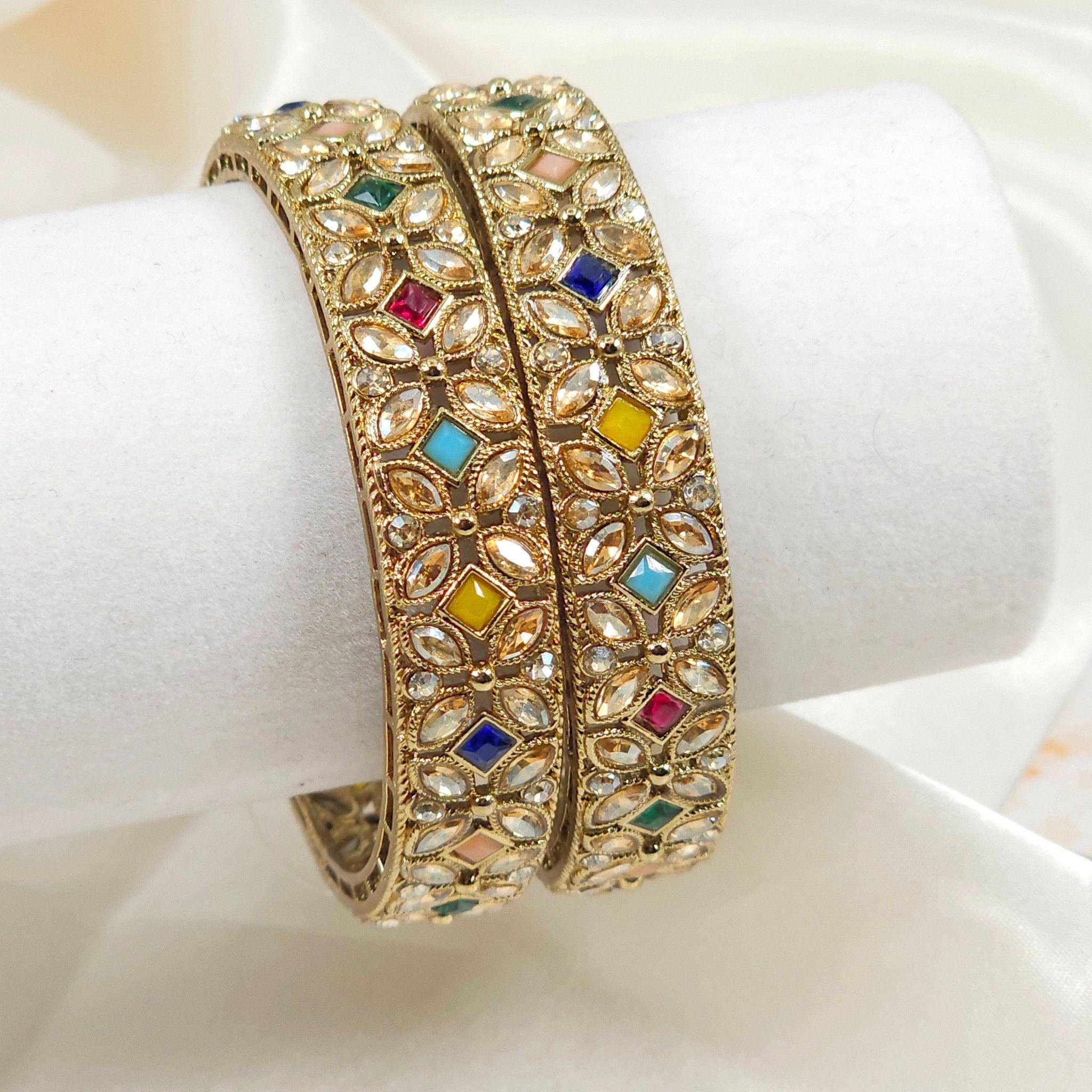Preena - Pair of original Antique Gold Polki Kangan – Bangles | Fancy Fab Jewels UK