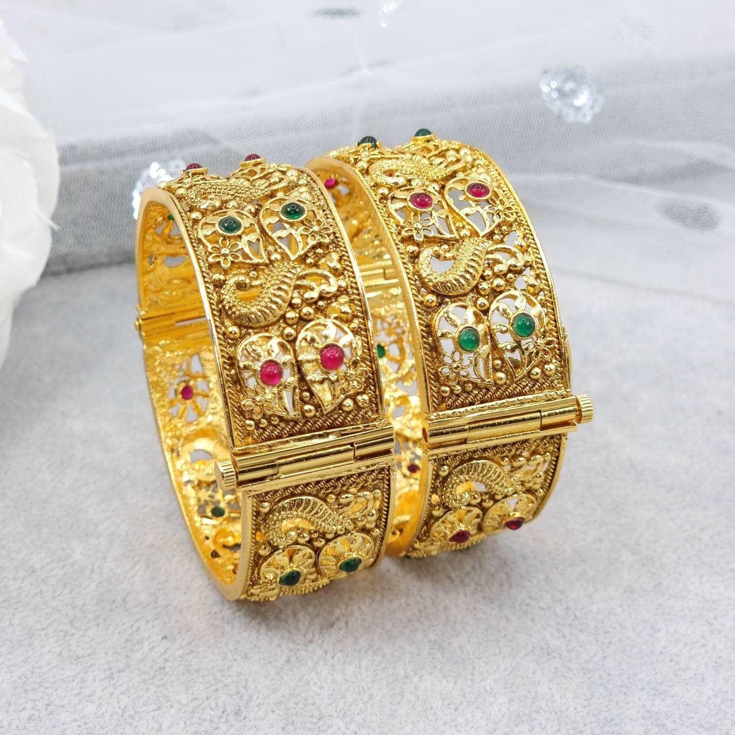 Rajvadi Patala Jadau Bangle Set – Bangles | Fancy Fab Jewels UK