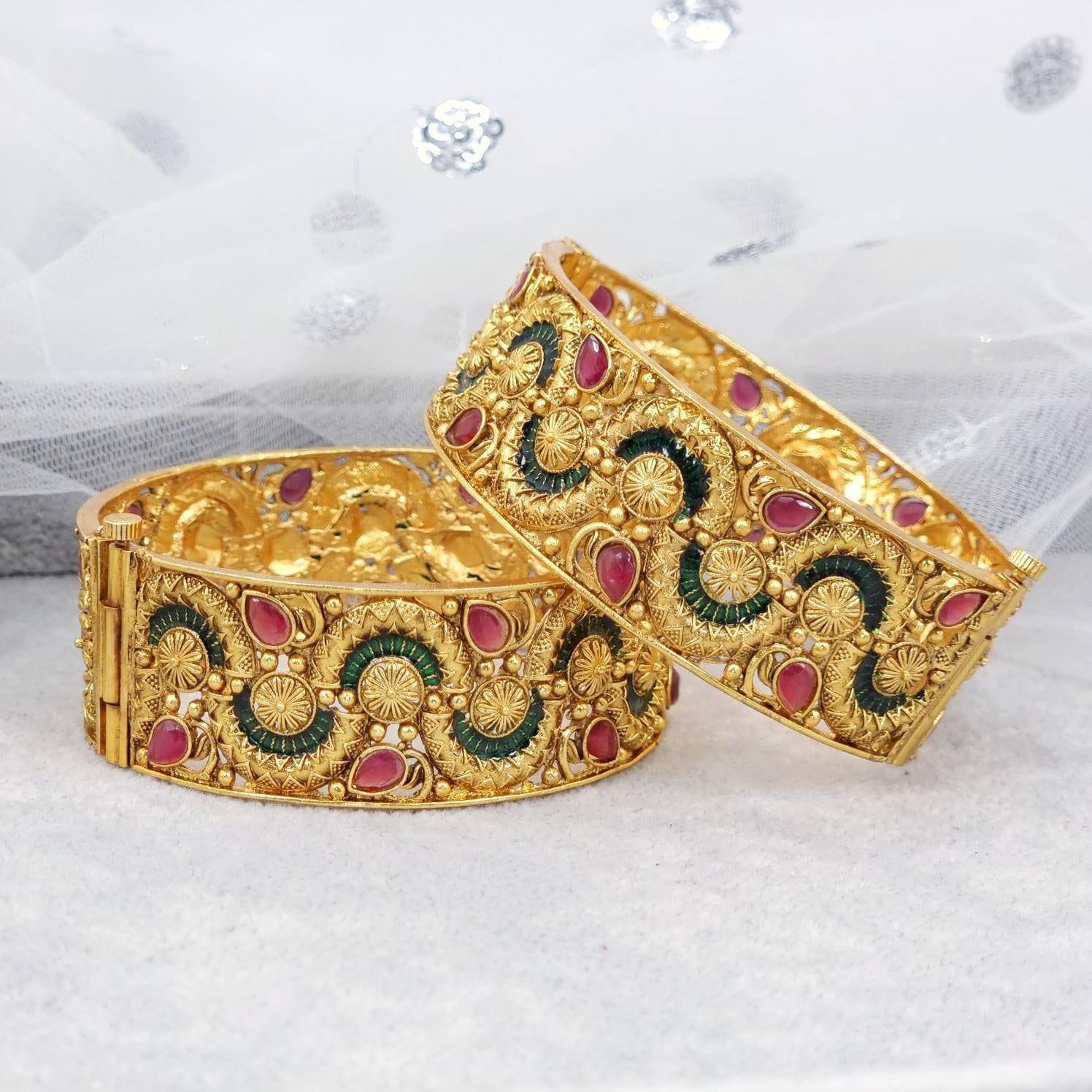 Rajvadi Patala Jadau Bangle Set – Bangles | Fancy Fab Jewels UK