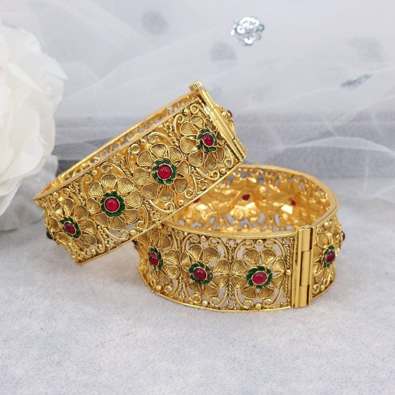 Rajvadi Patala Jadau Bangle Set – Bangles | Fancy Fab Jewels UK