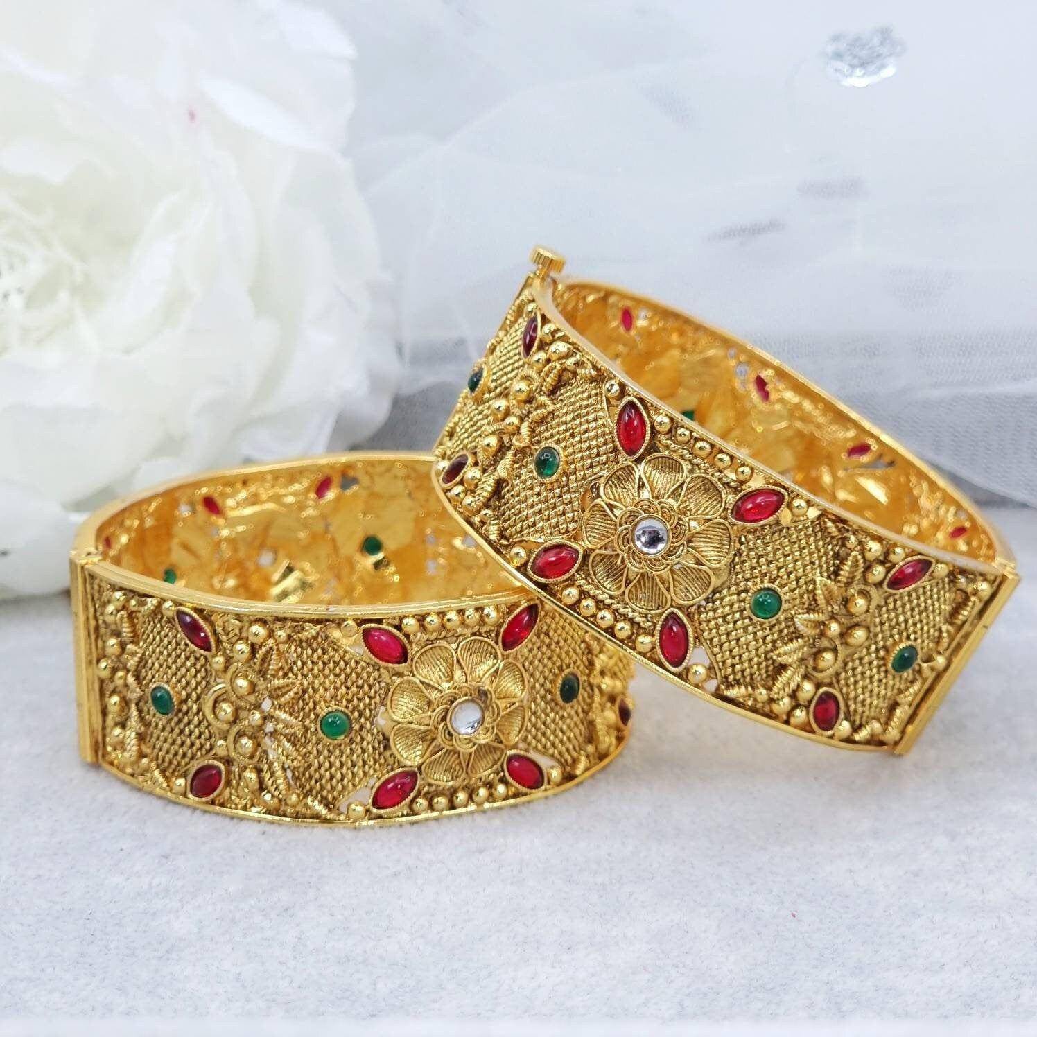 Rajvadi Patala Jadau Bangle Set – Bangles | Fancy Fab Jewels UK