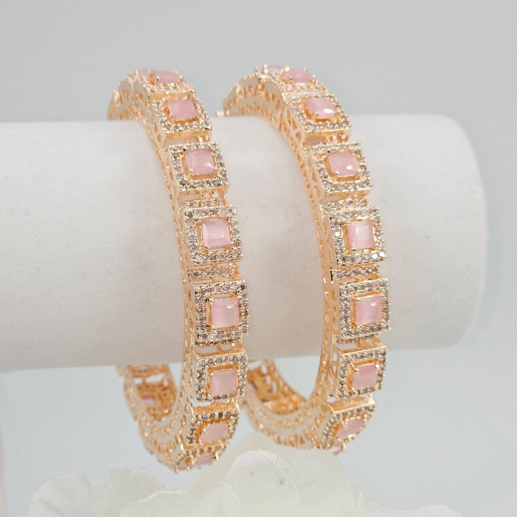 Pair of Pink Rose Gold Bangle Set – Bangles | Fancy Fab Jewels UK
