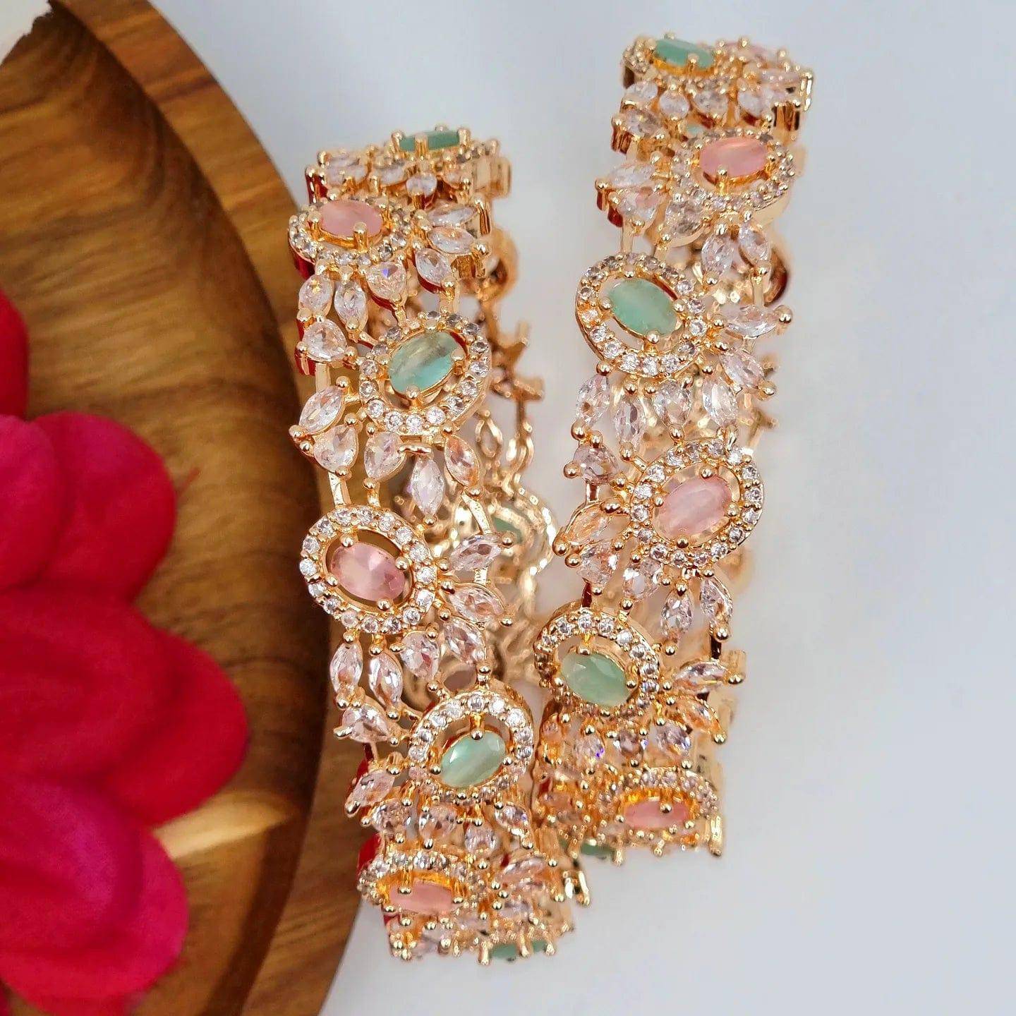 Pair of Rose Gold Bangles - Mint Pink – Bangles | Fancy Fab Jewels UK