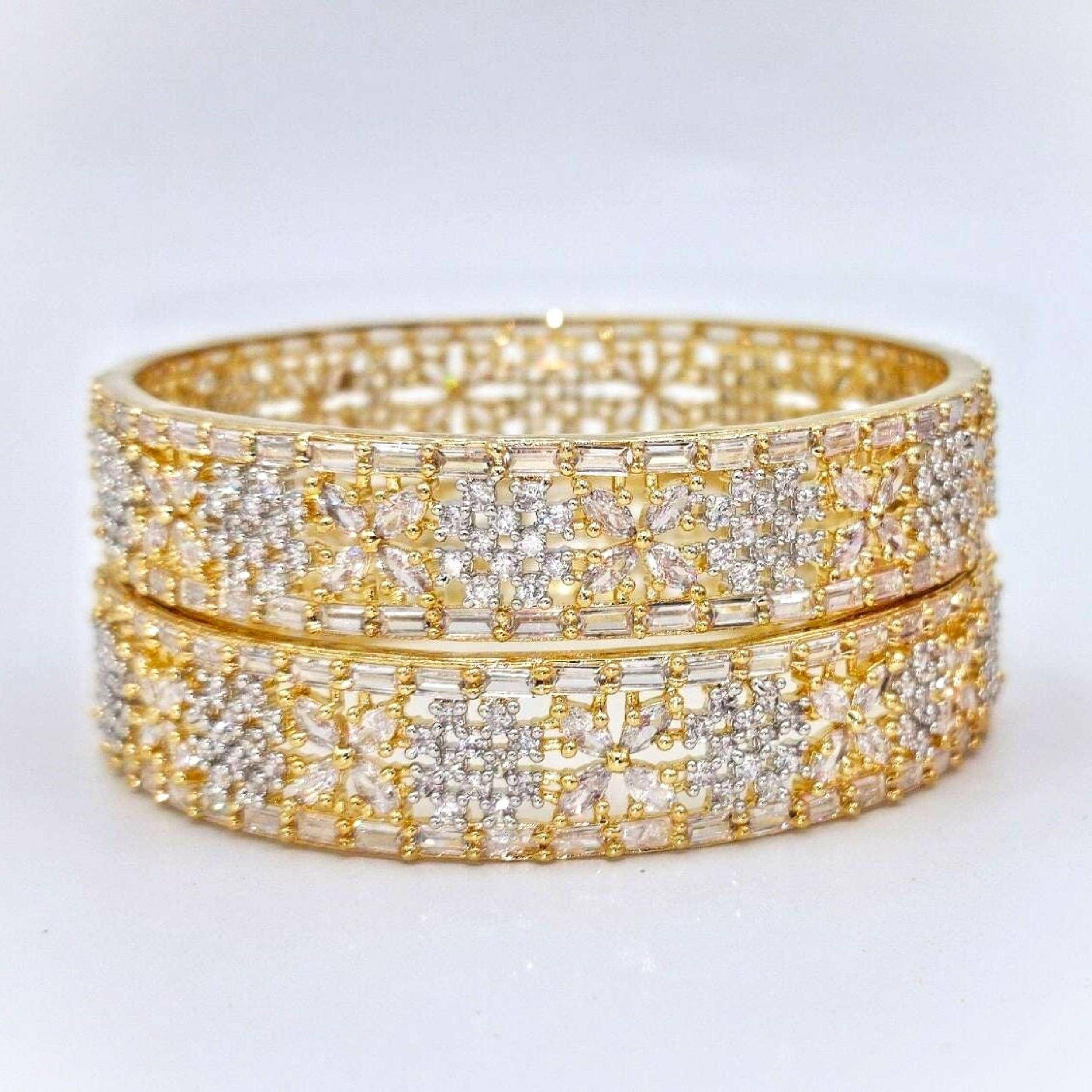 Silver Gold AD Bangle Set – Bangles | Fancy Fab Jewels UK