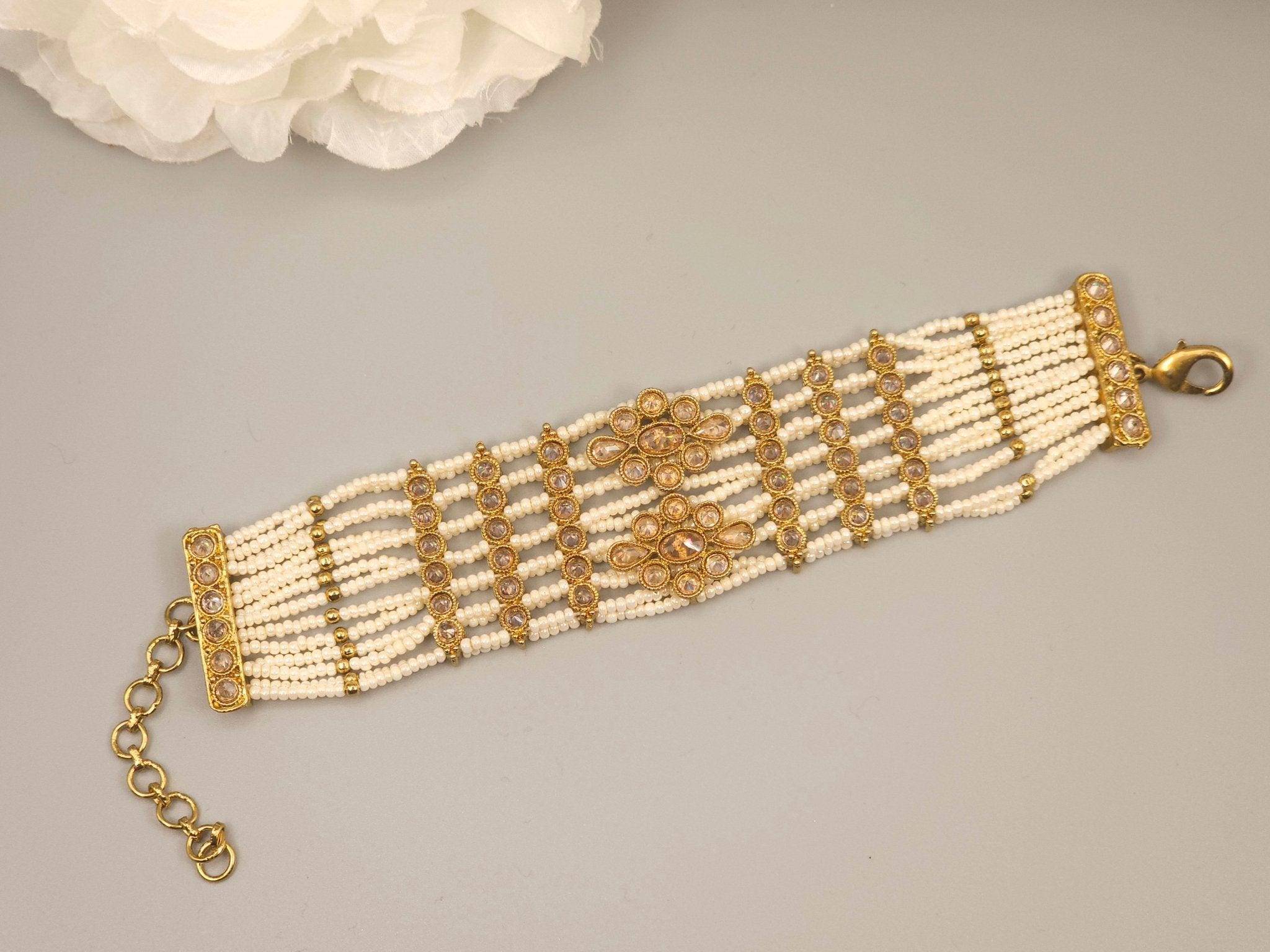 Antique Gold Polki Adjustable Chain Bracelet – Bangles | Fancy Fab Jewels UK