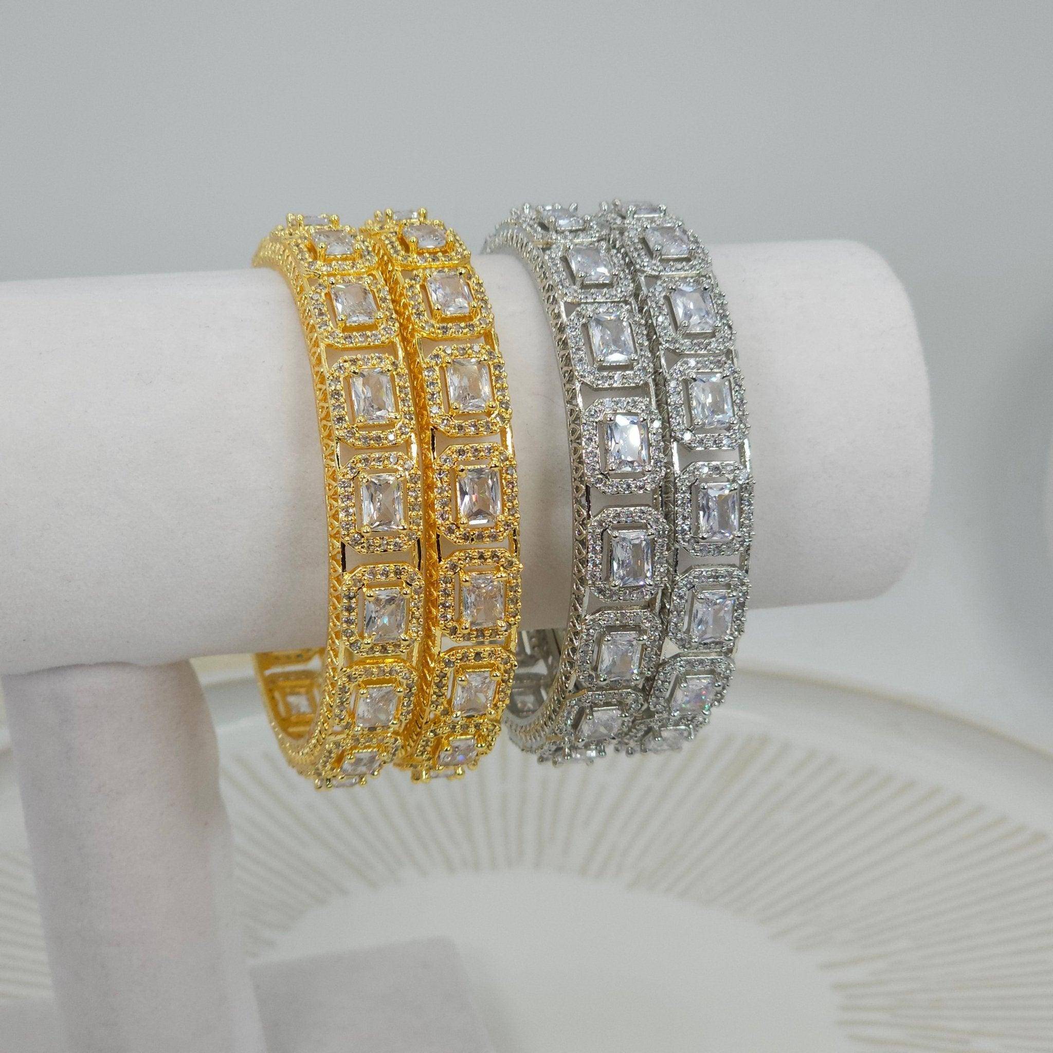 American Diamond Silver Bangles – Bangles | Fancy Fab Jewels UK