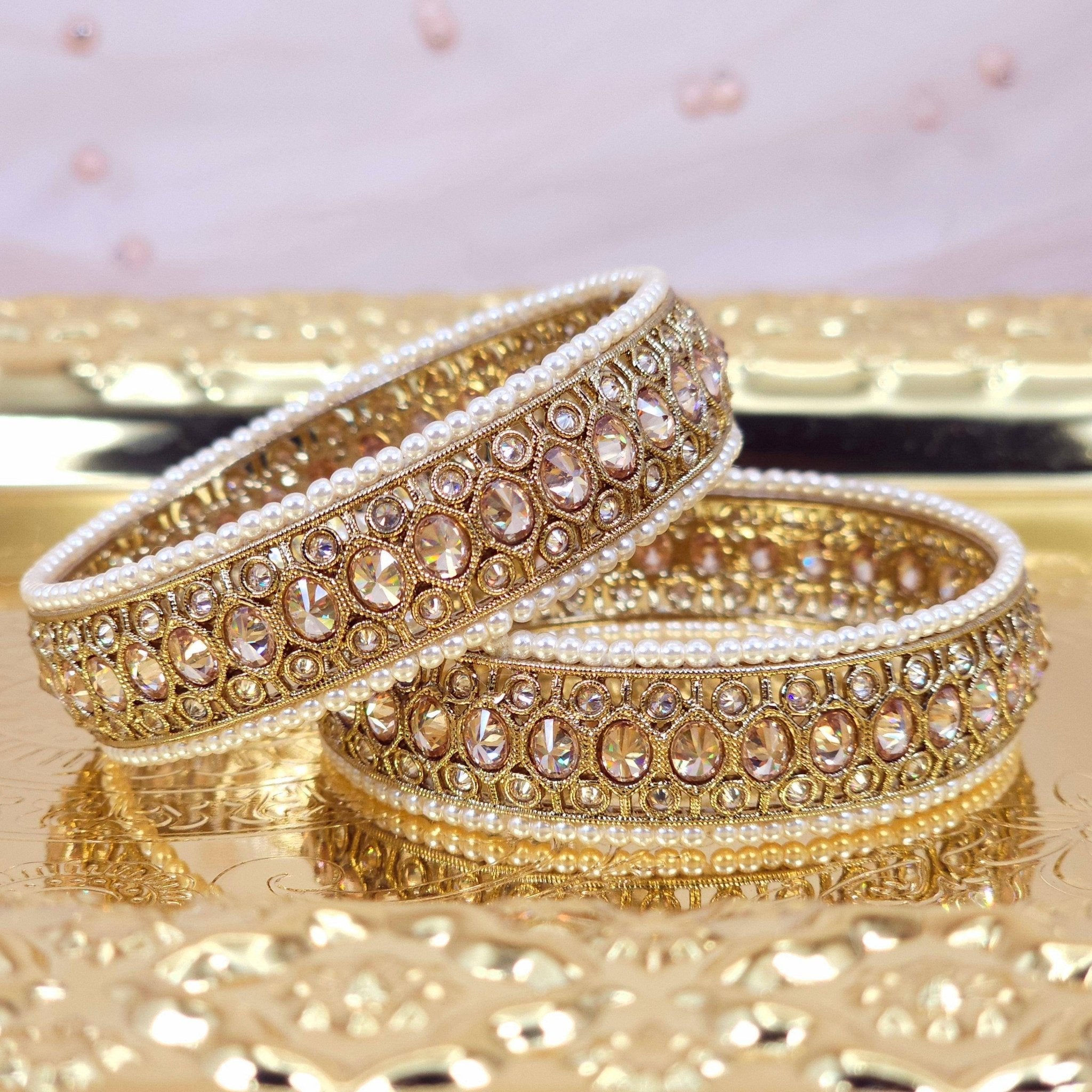 Hira Antique Gold Polki Bangles – Bangles | Fancy Fab Jewels UK