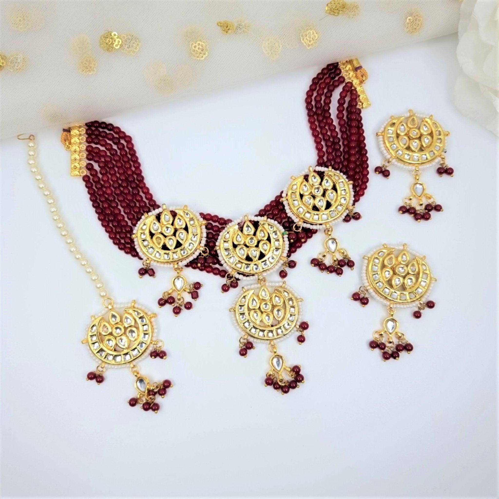 Arwa Kundan Choker Necklace Set – choker necklace | Fancy Fab Jewels UK