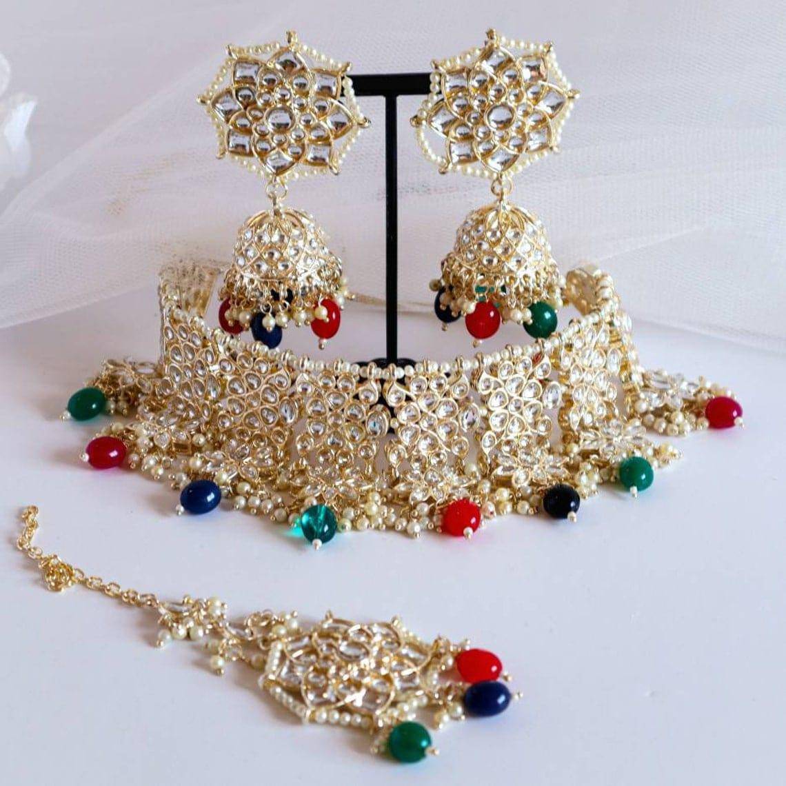 Kishwi - Kundan Choker Necklace Set – choker necklace | Fancy Fab Jewels UK