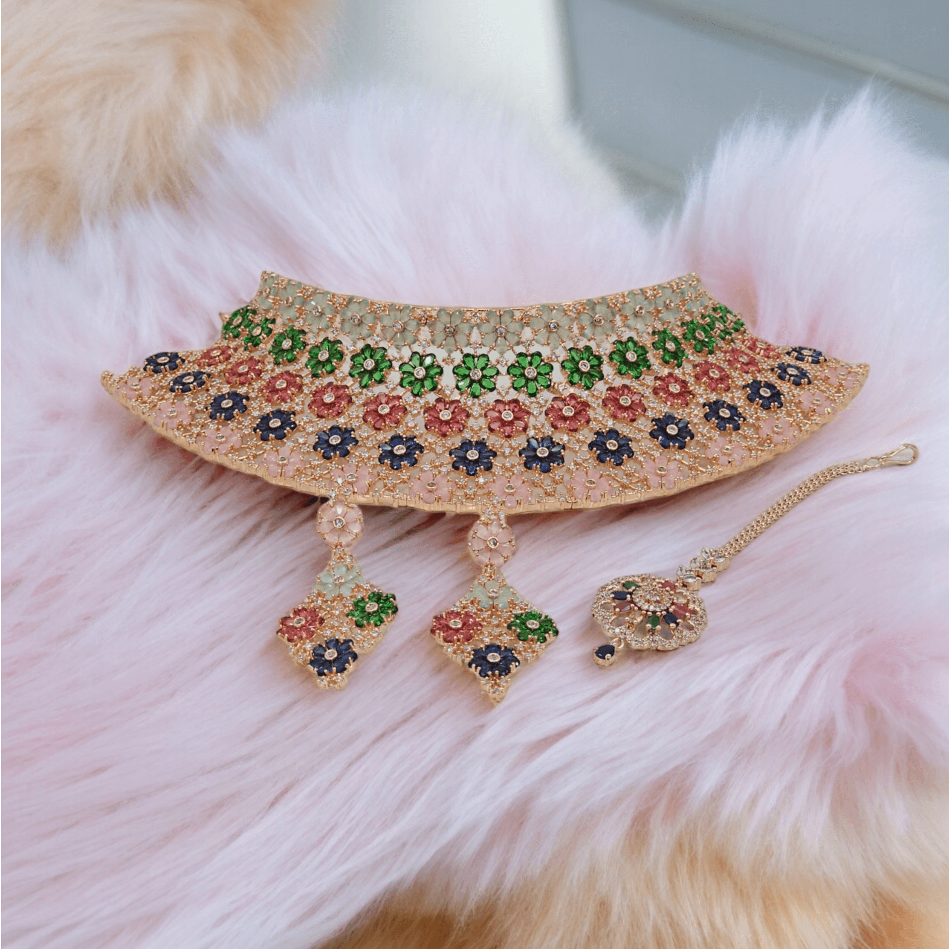 Kashish Bridal CZ Choker Set Full Rose Gold – choker necklace | Fancy Fab Jewels UK