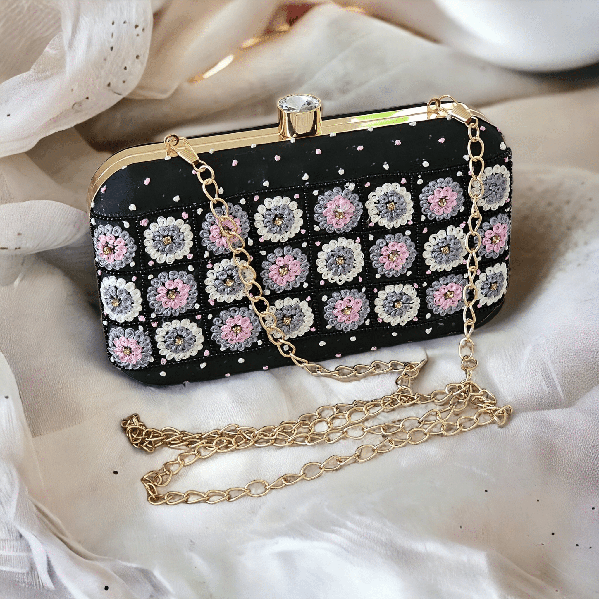IRMA Phulkari Clutch Bag Black – Clutch bag | Fancy Fab Jewels UK