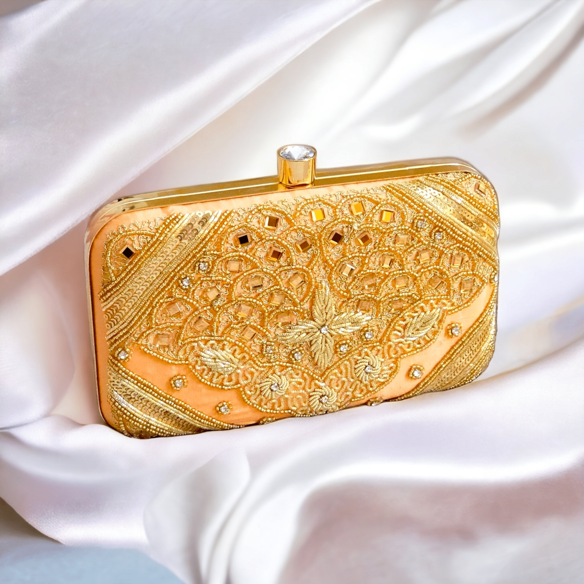 Rutba Bridal Clutch Bag Peach – Clutch bag | Fancy Fab Jewels UK