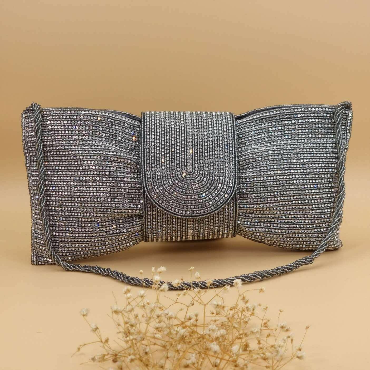 Twinkle Bridal Clutch Bag Silver Grey – Clutch bag | Fancy Fab Jewels UK