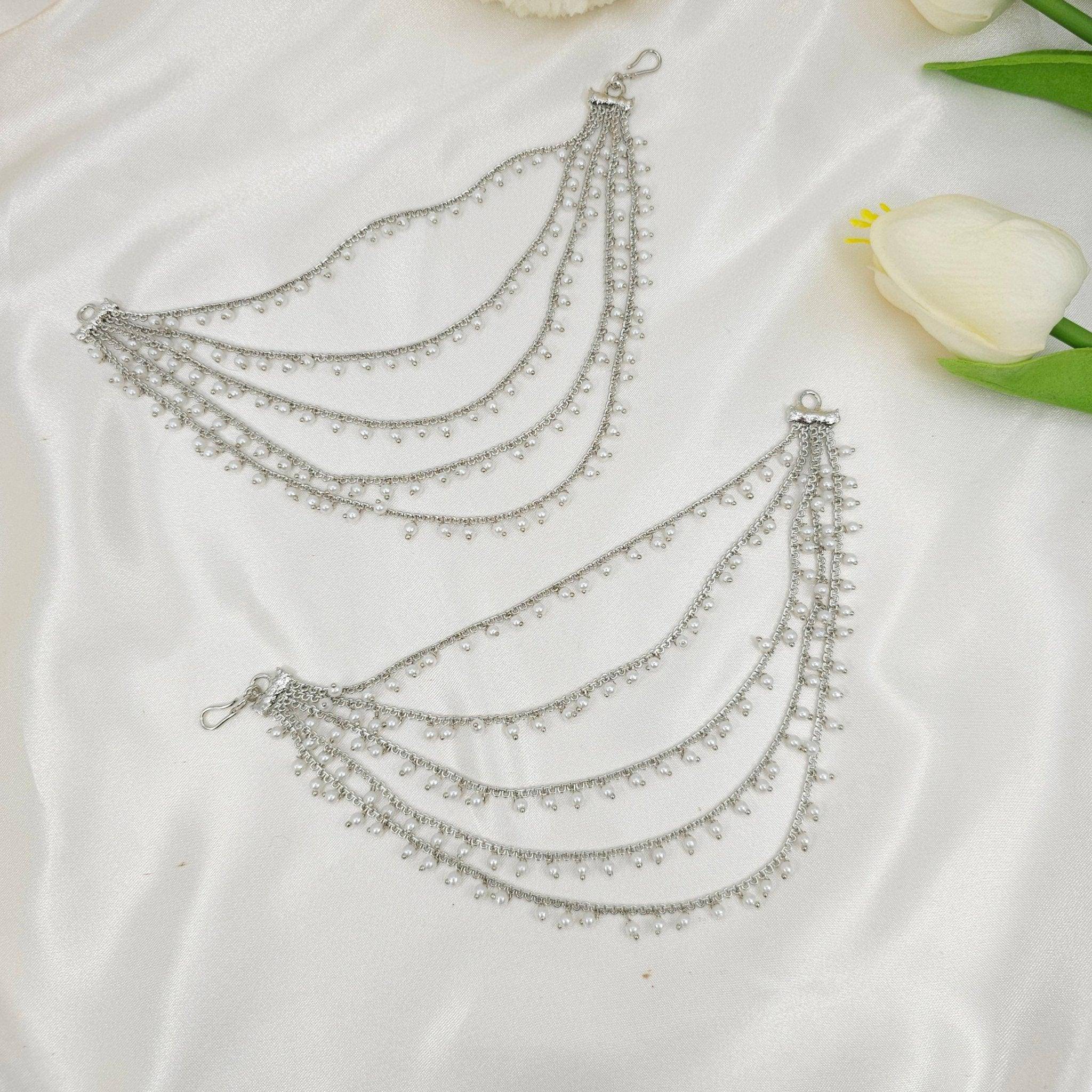 5 Strands Pearl Earring Chains/Earchains – Ear Chain | Fancy Fab Jewels UK