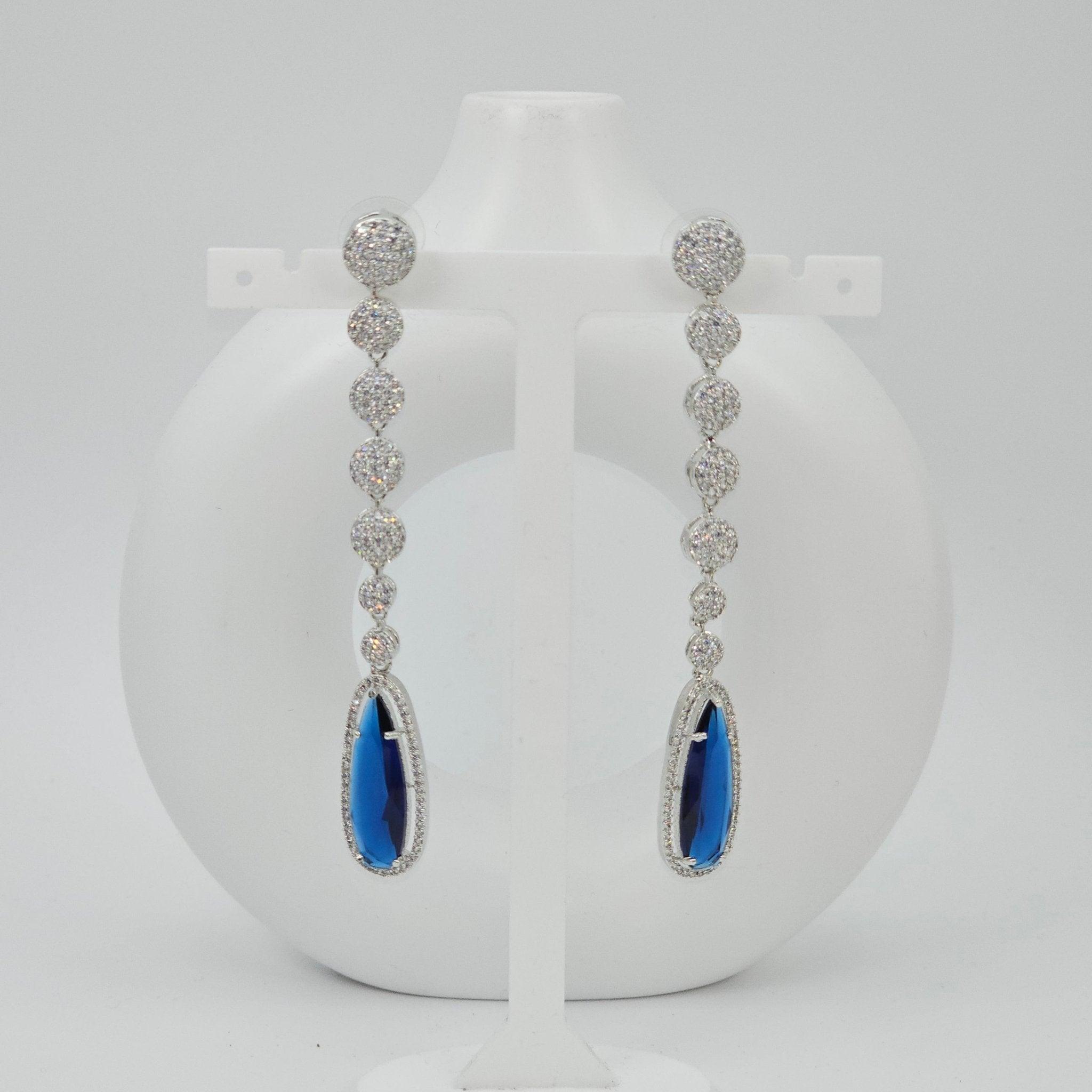 Shabana American Diamond long Earrings – Earrings | Fancy Fab Jewels UK