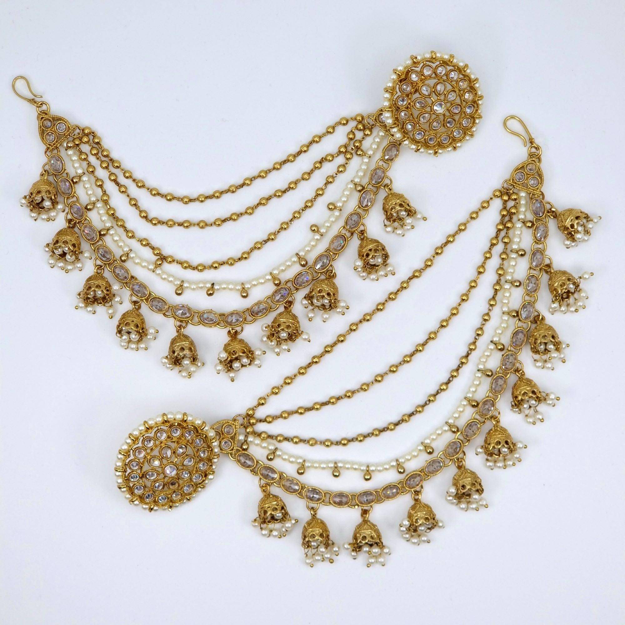 Kriti Earrings tops with Heavy earring Chains - Clear – Earrings | Fancy Fab Jewels UK