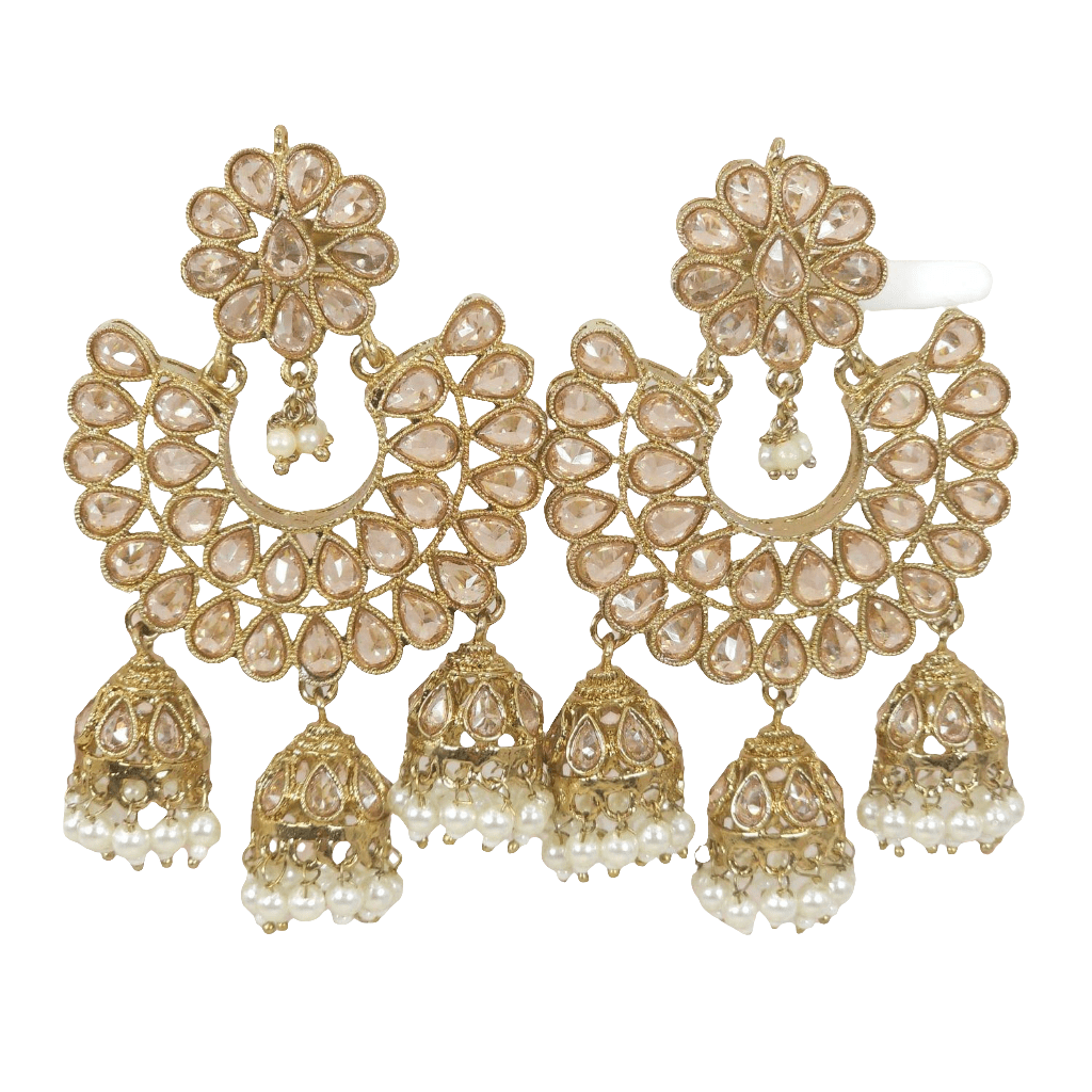 Preeti Gold Jhumka Earrings Indian Earrings – Earrings | Fancy Fab Jewels UK