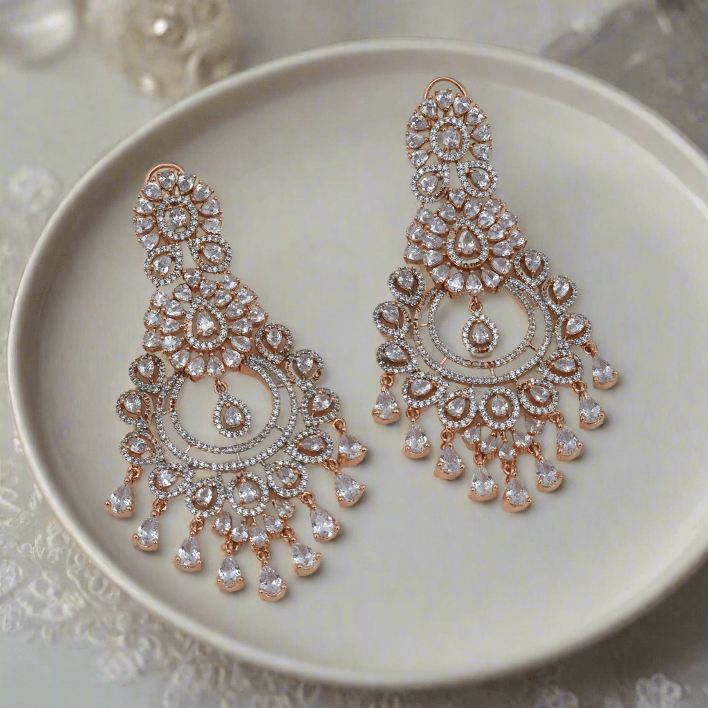 Azqa American Diamond Drop Earrings – Earrings | Fancy Fab Jewels UK