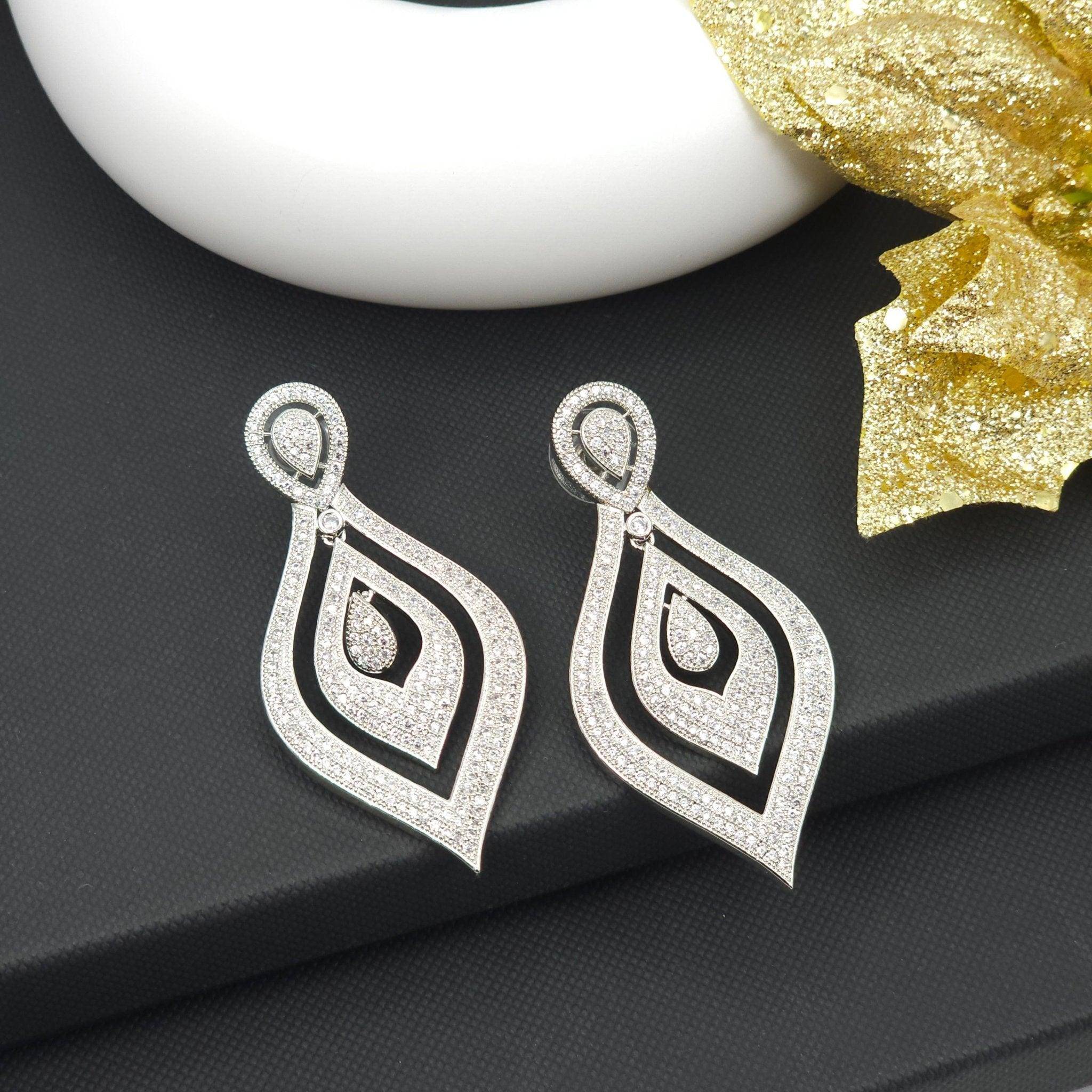 Clara American Diamond Statement Earrings – Earrings | Fancy Fab Jewels UK
