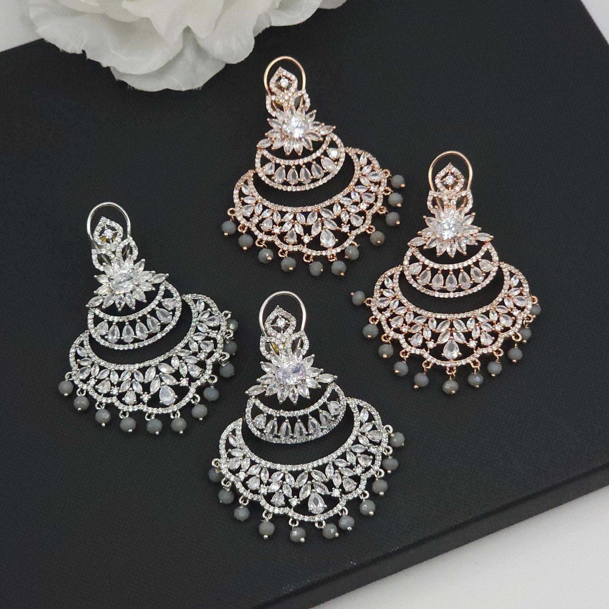 Dilkash American Diamond Earrings – Earrings | Fancy Fab Jewels UK