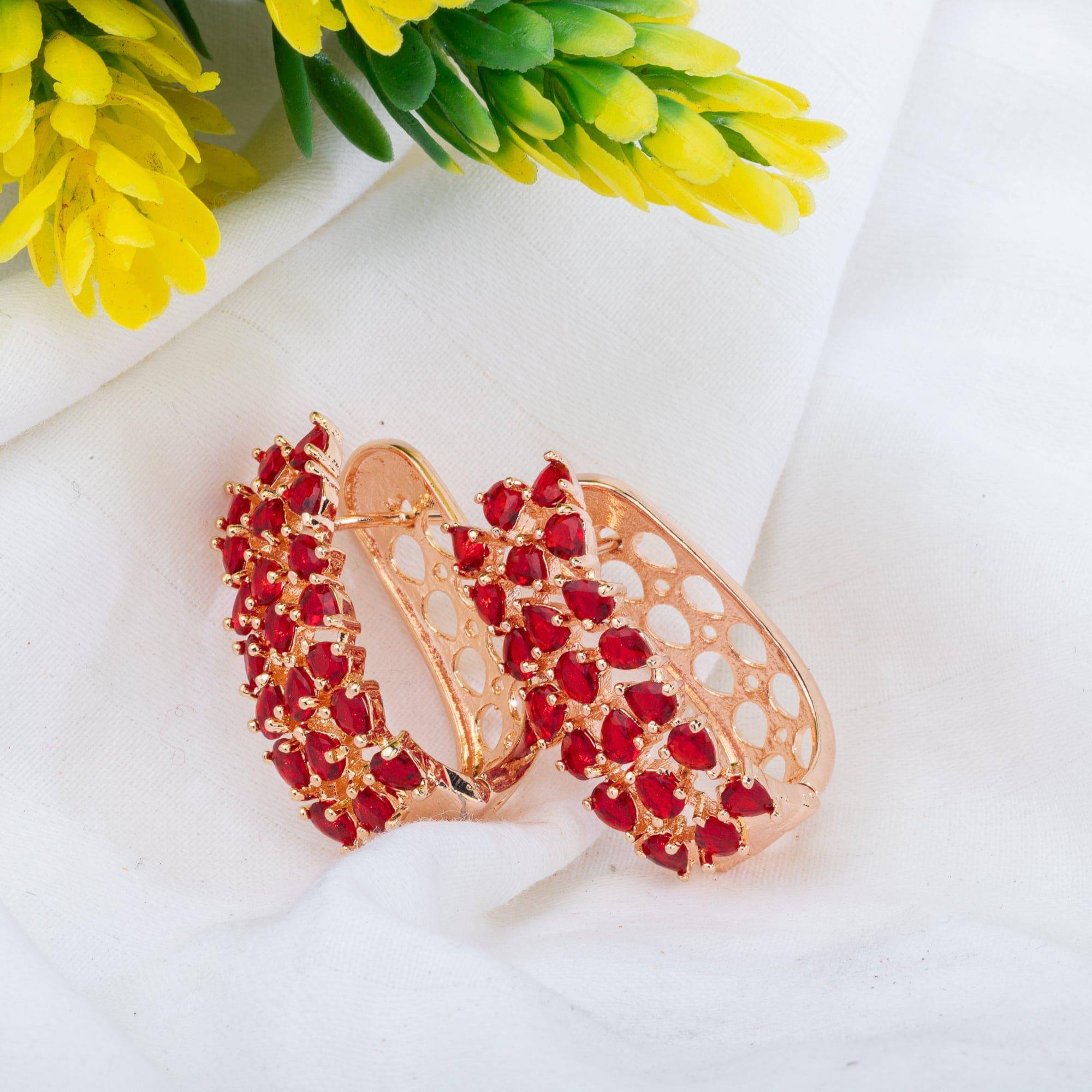 Scarlet- American Diamond Hoop Earrings – Earrings | Fancy Fab Jewels UK