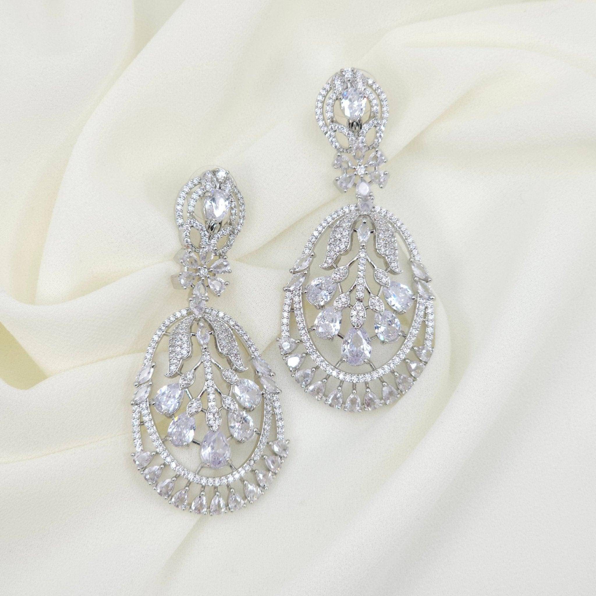 American Diamond Dangle Earrings – Earrings | Fancy Fab Jewels UK
