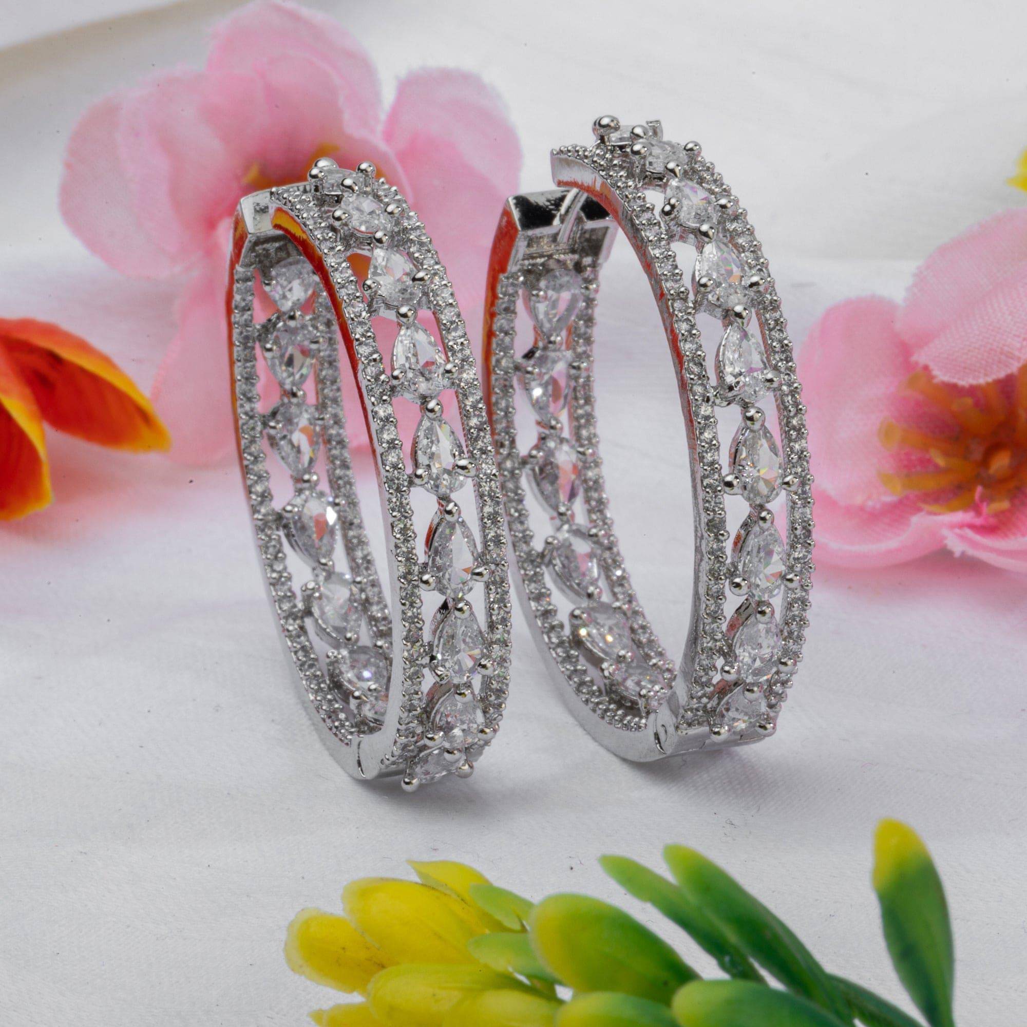 Daisy - American Diamond Hoop Earrings in Five Colours – Earrings | Fancy Fab Jewels UK