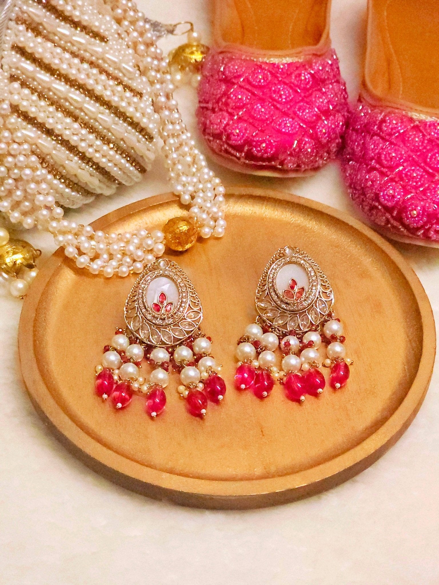 Tamanna Bridal Pearl Earrings | Pearl Drop Earrings – Earrings | Fancy Fab Jewels UK