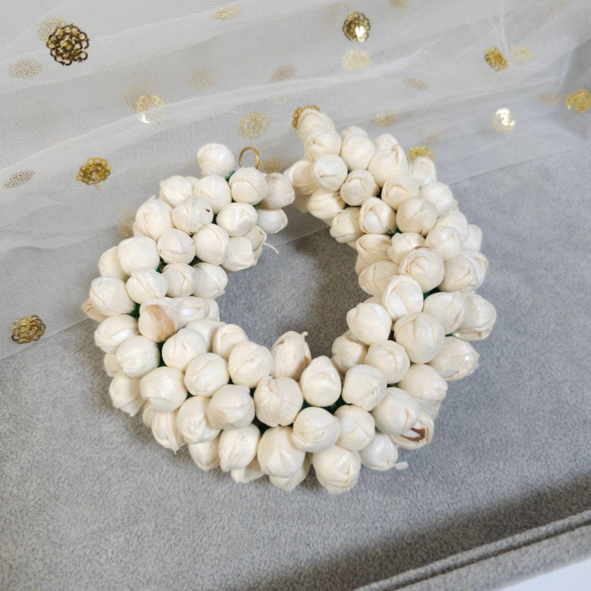 1 pc Artificial white jasmin gajra hair scrunchie – Hair Choti | Fancy Fab Jewels UK