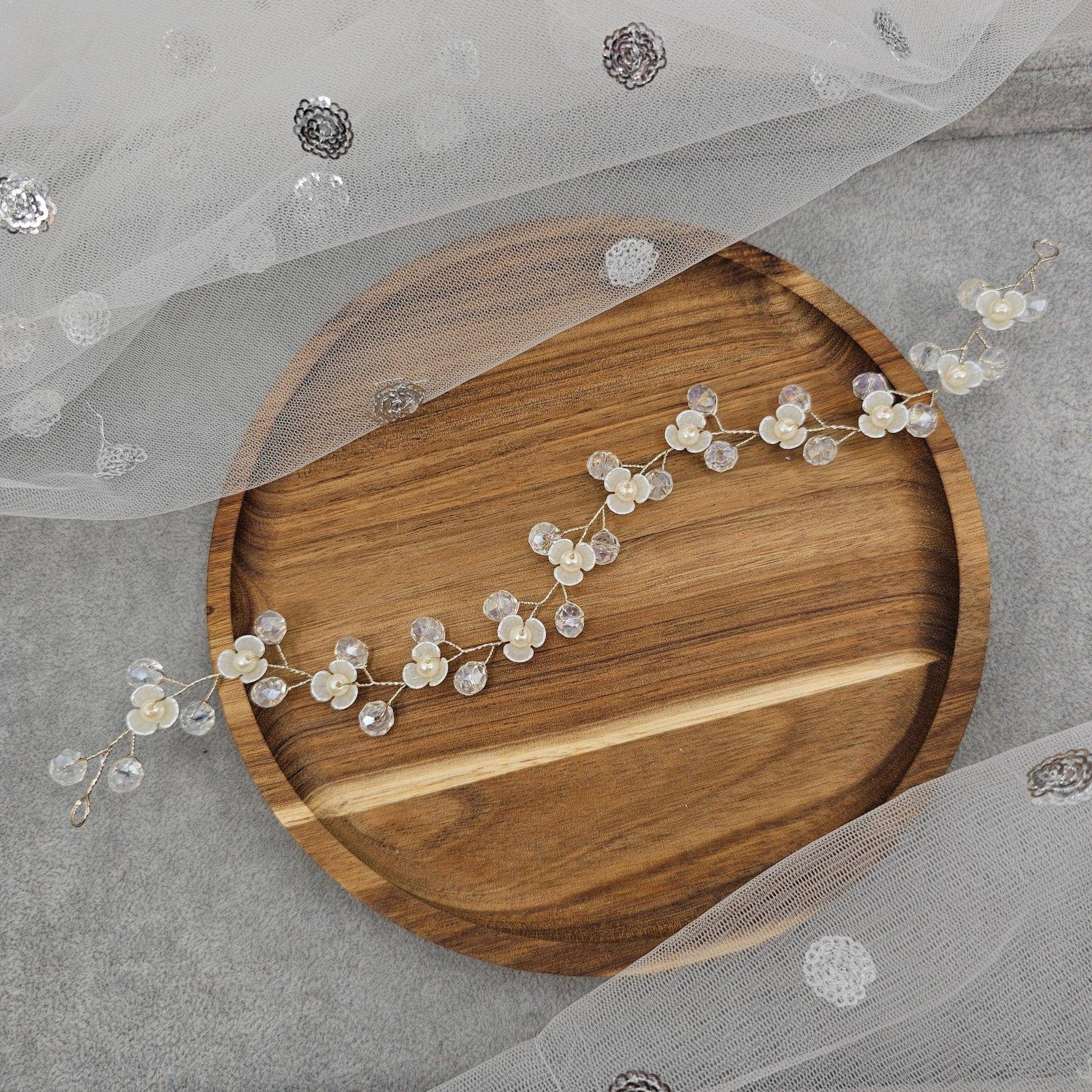 Crystal Beads and Pearls long Bridal Hairvine Hair Brooch Headpiece – Hair Choti | Fancy Fab Jewels UK