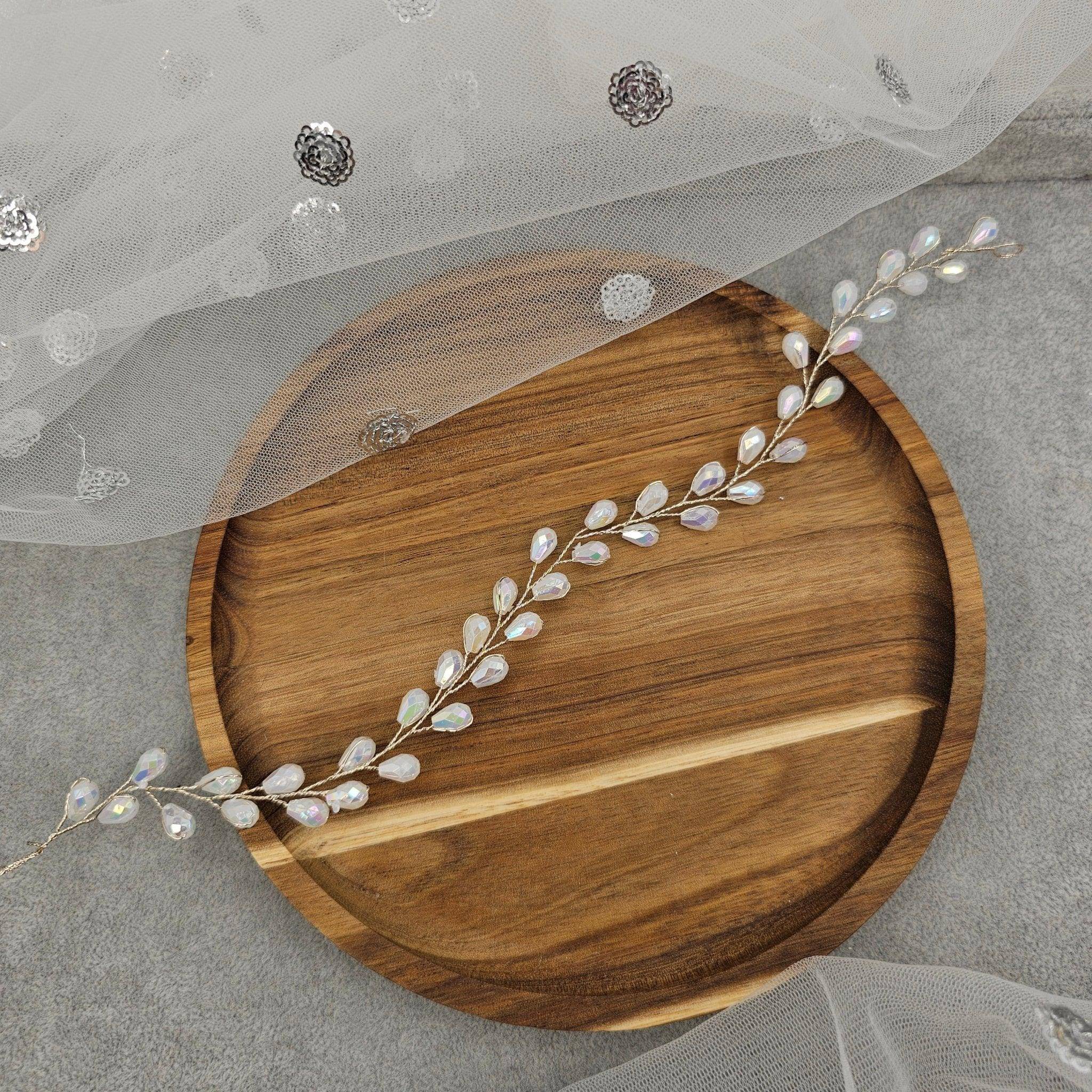 Crystal Beads and Pearls long Bridal Hairvine Hair Brooch Headpiece – Hair Choti | Fancy Fab Jewels UK