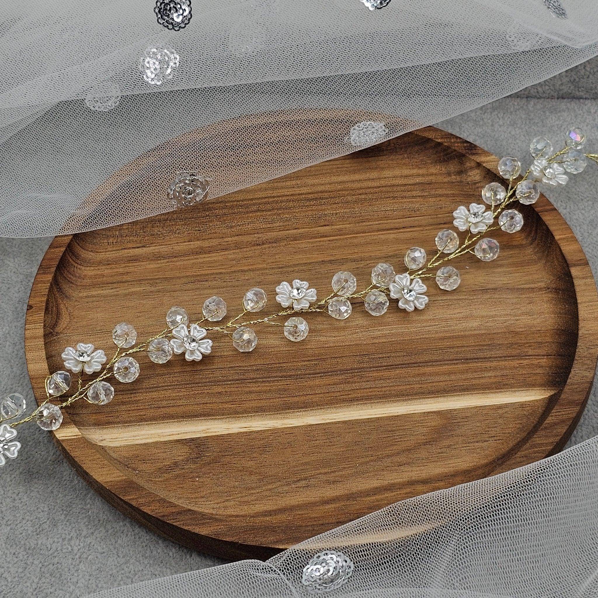 Crystal Beads and Pearls long Bridal Hairvine Hair Brooch Headpiece – Hair Choti | Fancy Fab Jewels UK